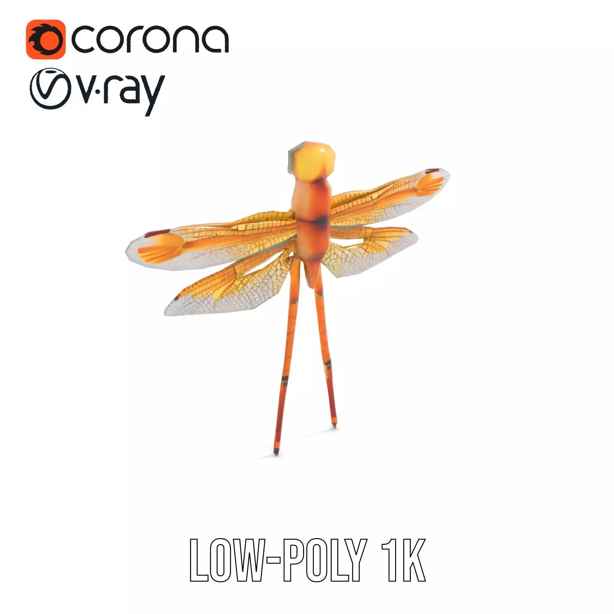 Golden Dragonfly model pack Low-poly 3D model_23