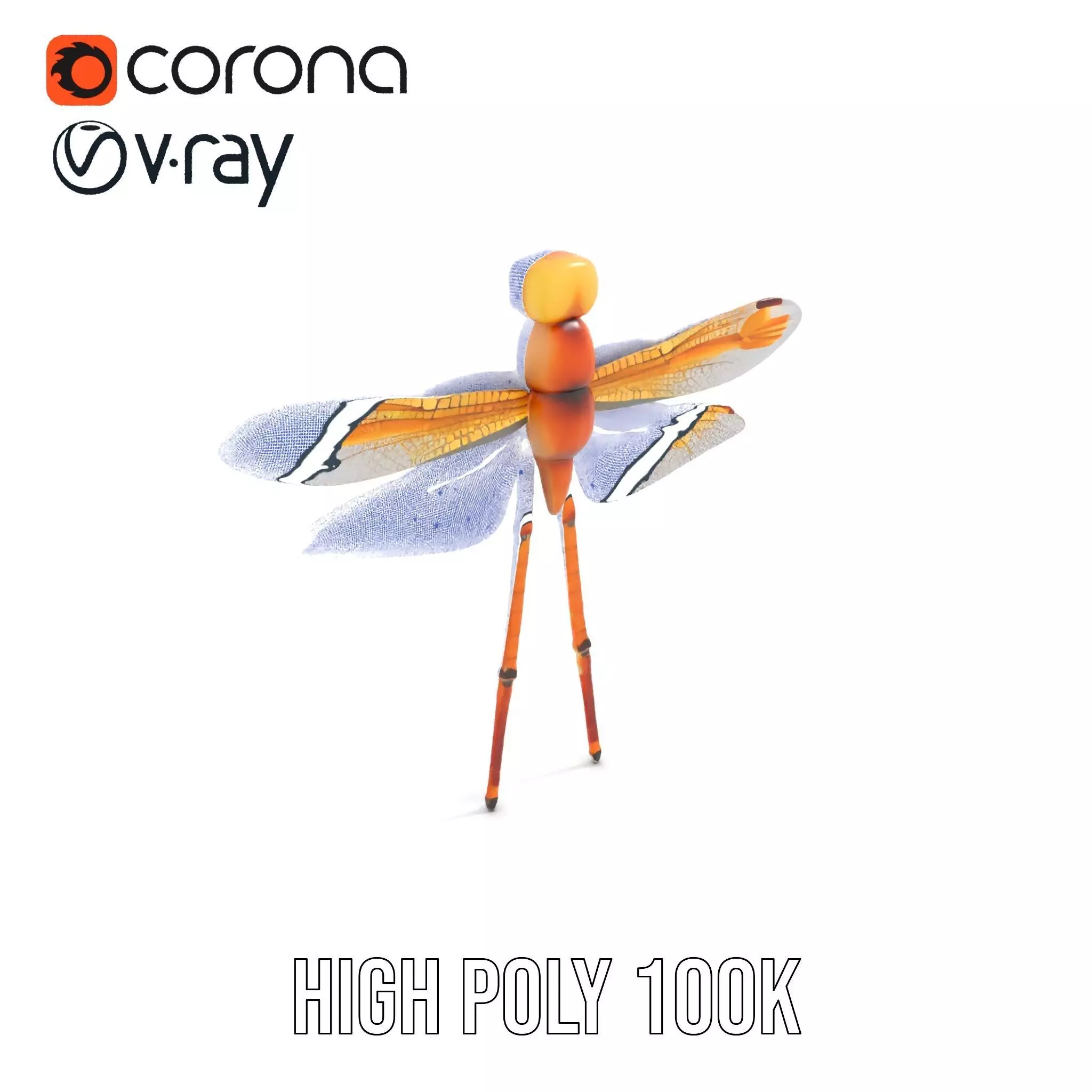 Golden Dragonfly model pack Low-poly 3D model_32