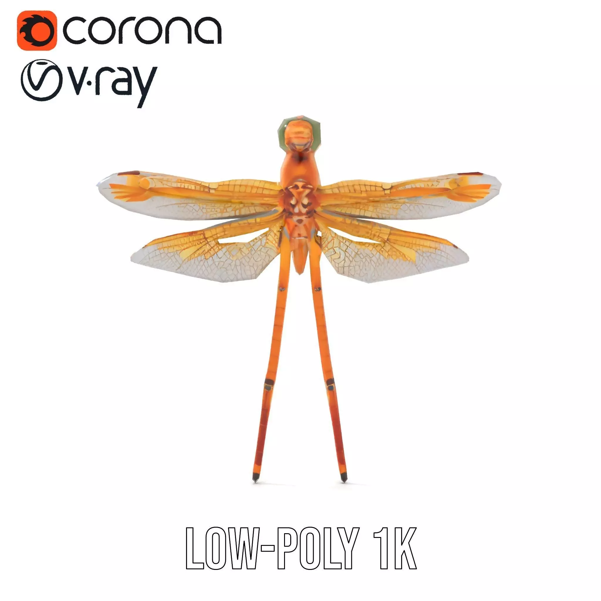Golden Dragonfly model pack Low-poly 3D model_9