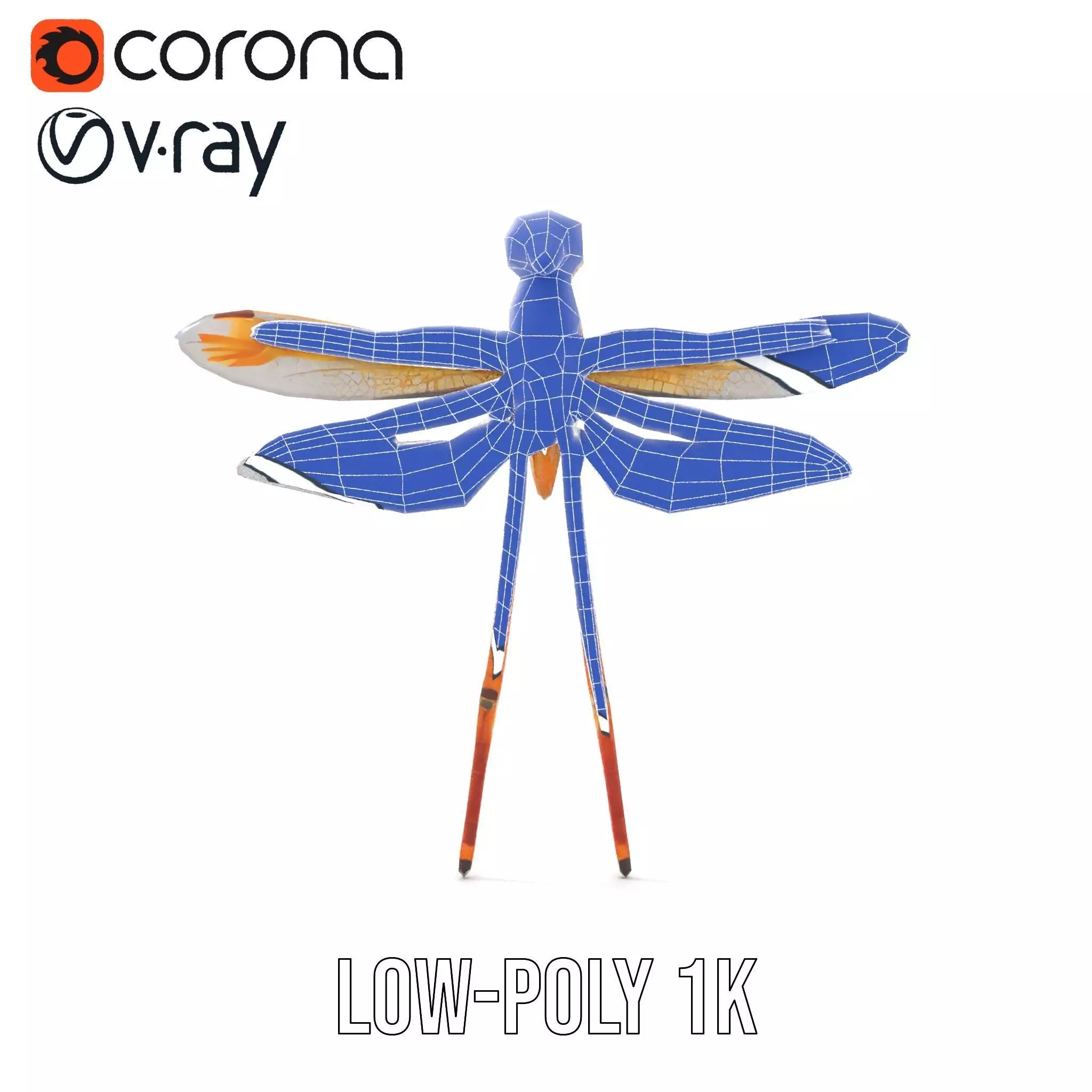 Golden Dragonfly model pack Low-poly 3D model_31