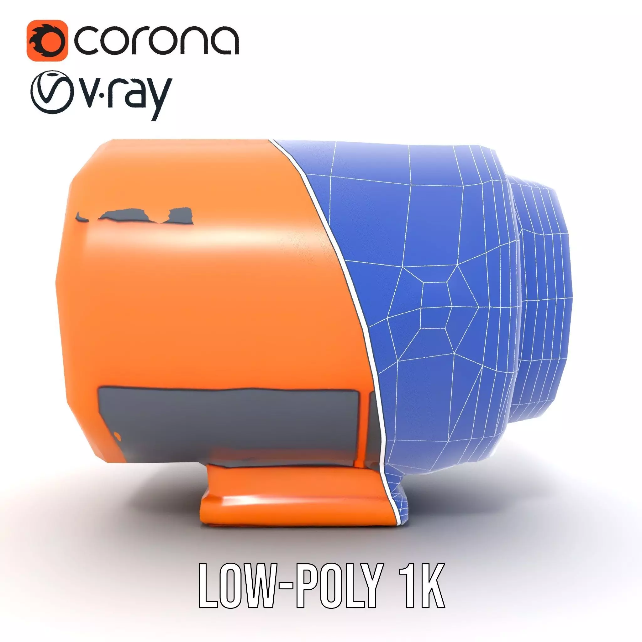 Vibrant Orange Telescope model pack Low-poly 3D model_19