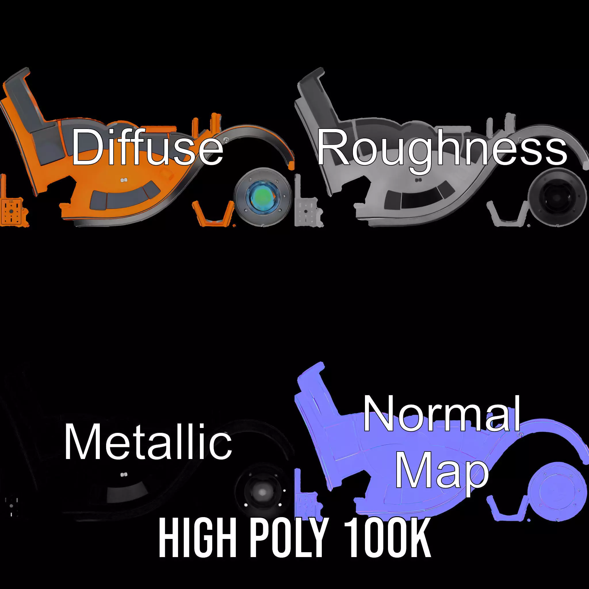 Vibrant Orange Telescope model pack Low-poly 3D model_3