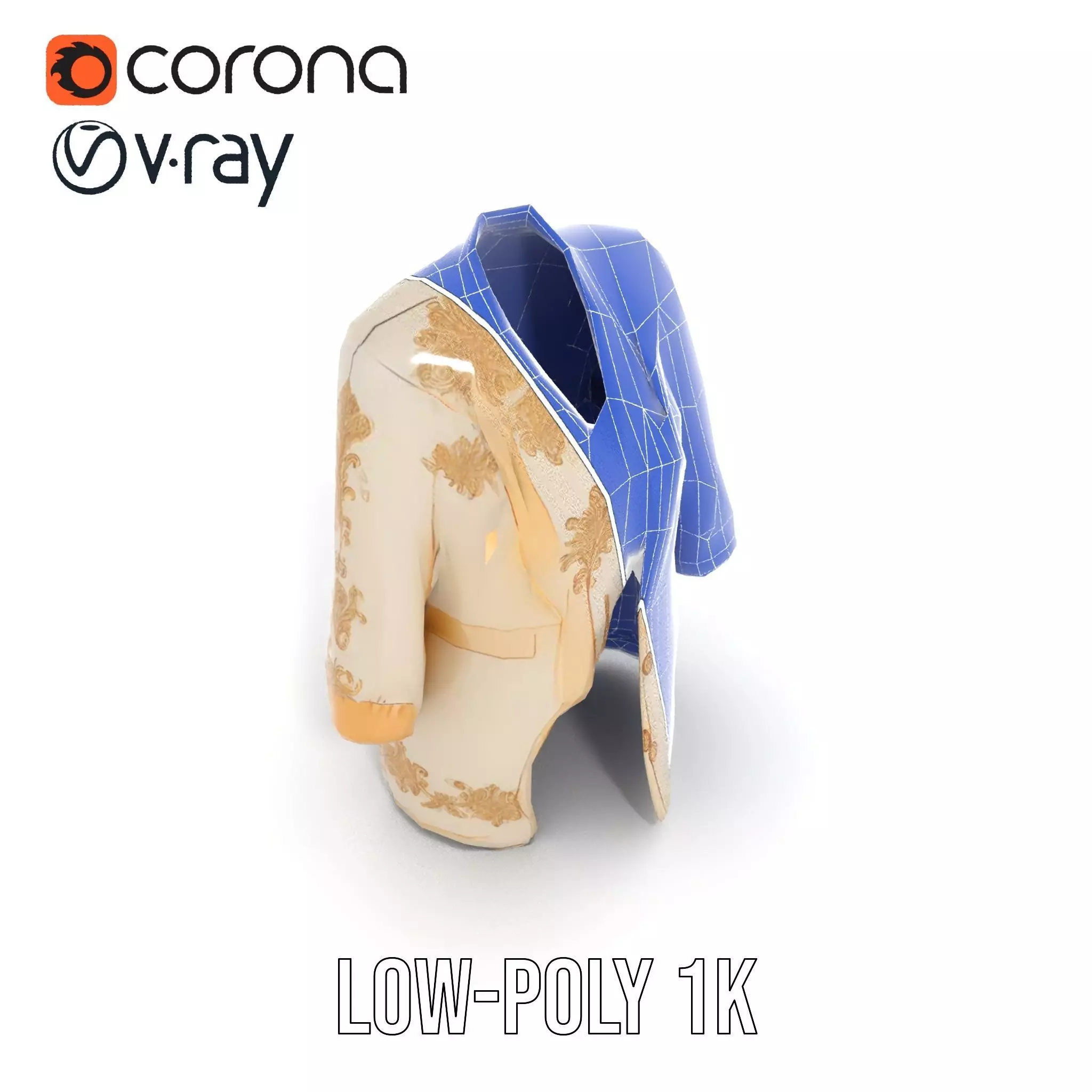 Elegant Embroidered Jacket model pack Low-poly 3D model_12