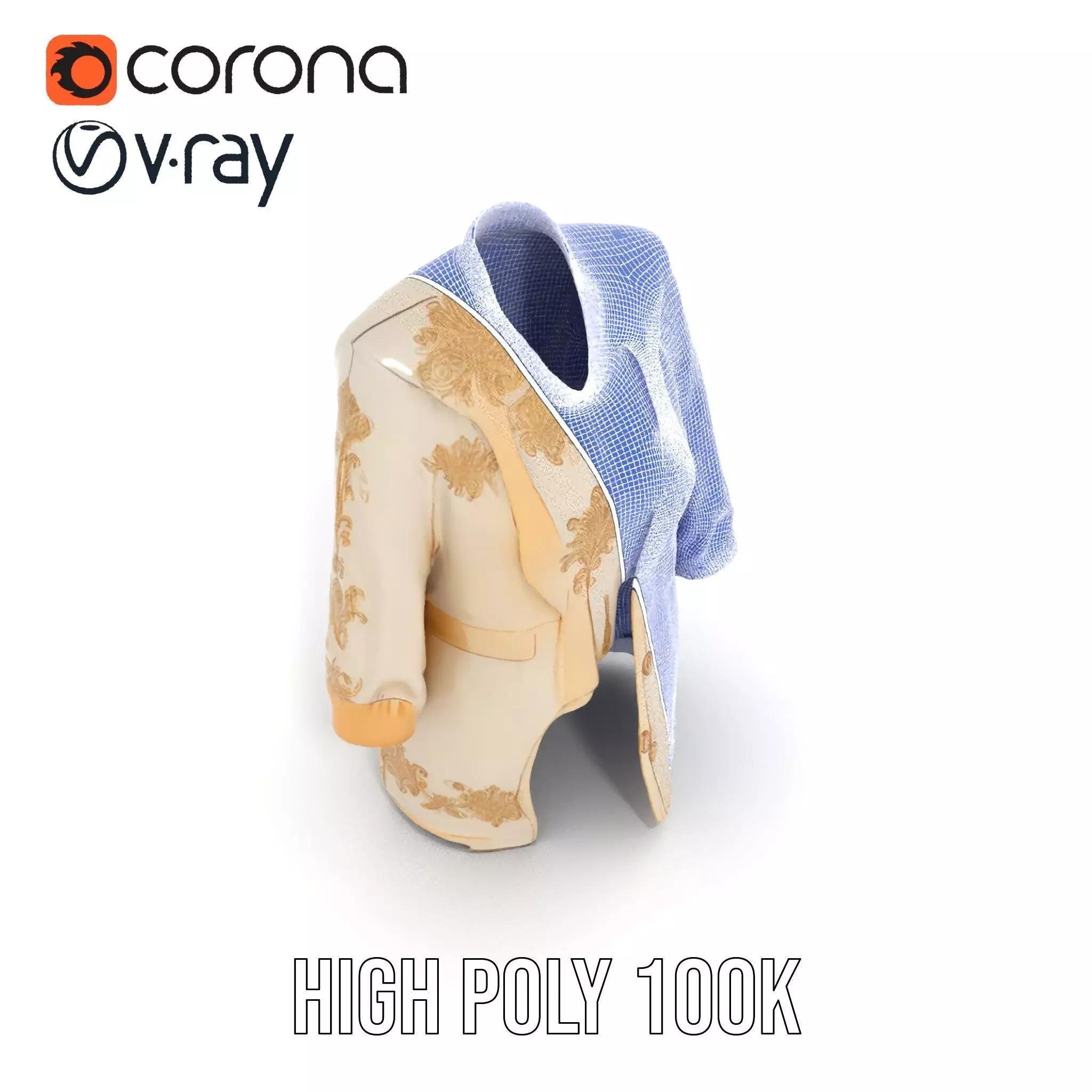 Elegant Embroidered Jacket model pack Low-poly 3D model_33