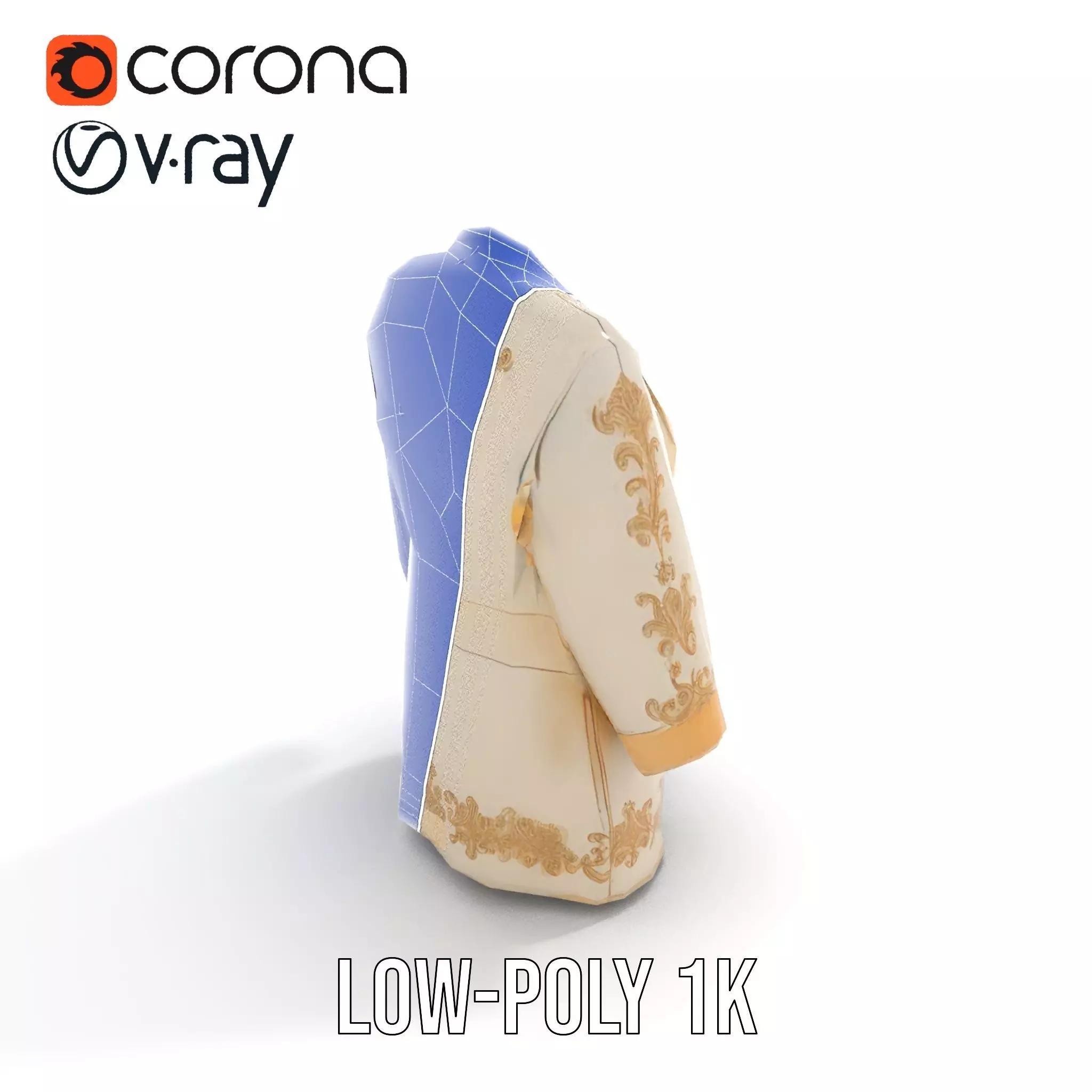 Elegant Embroidered Jacket model pack Low-poly 3D model_14