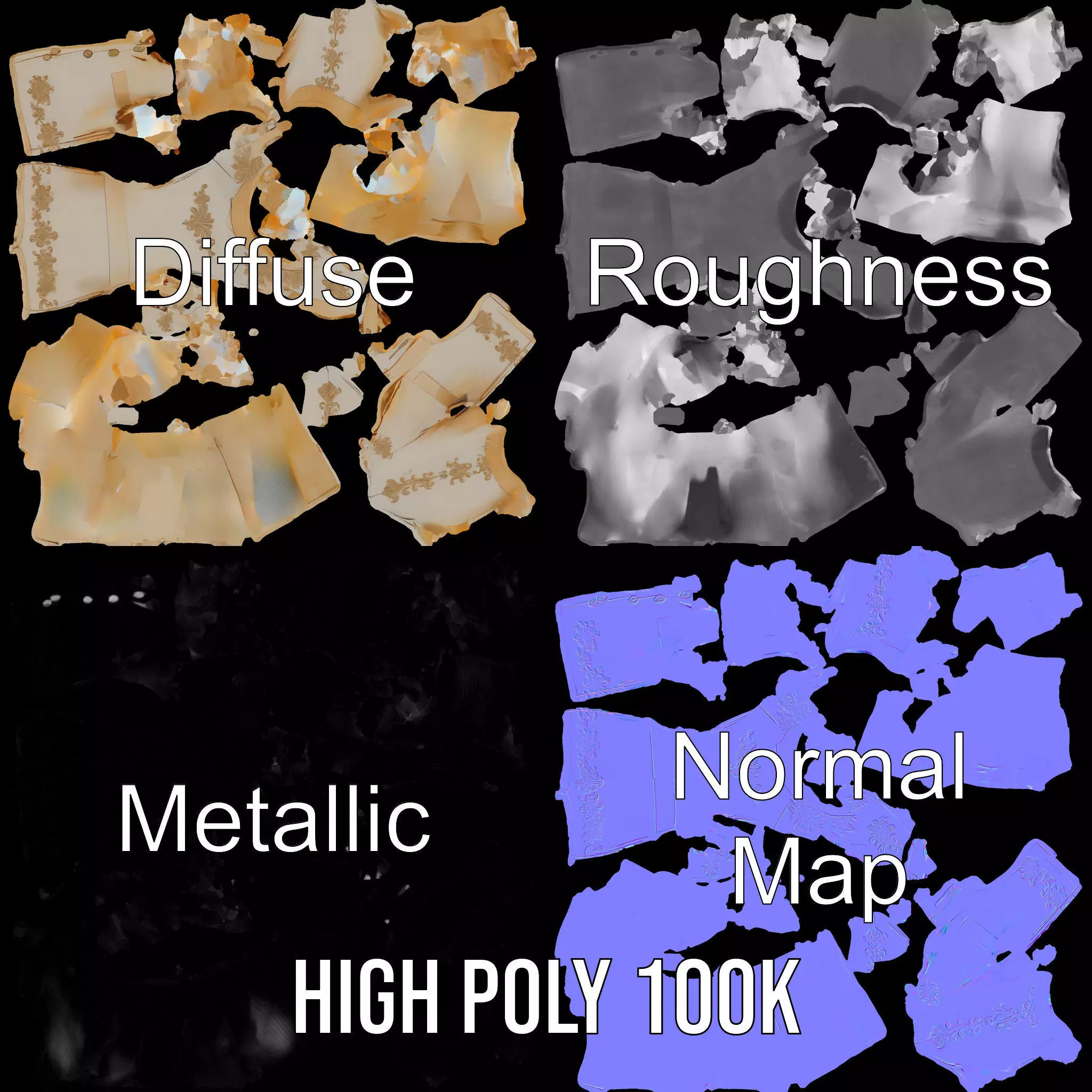 Elegant Embroidered Jacket model pack Low-poly 3D model_3