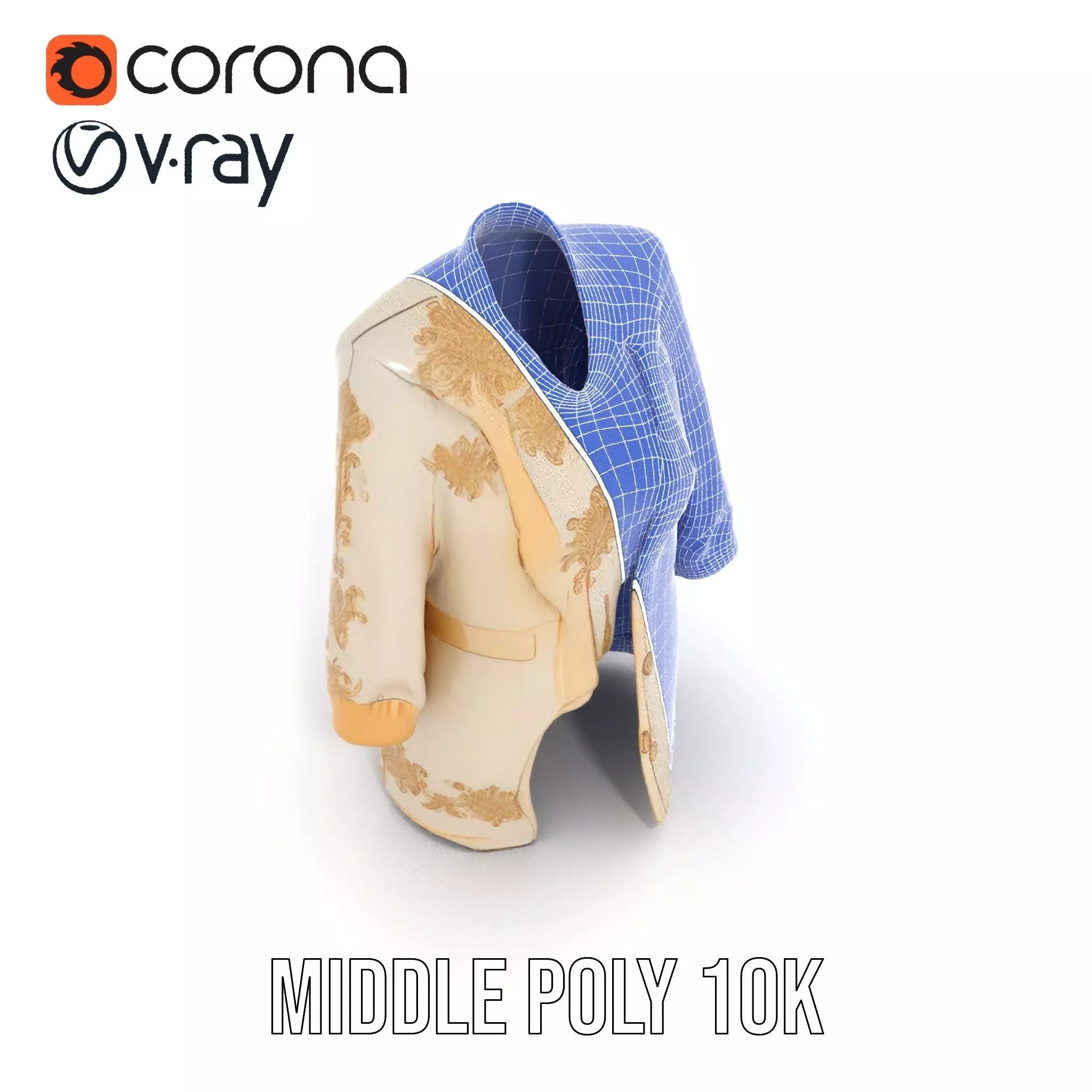 Elegant Embroidered Jacket model pack Low-poly 3D model_24