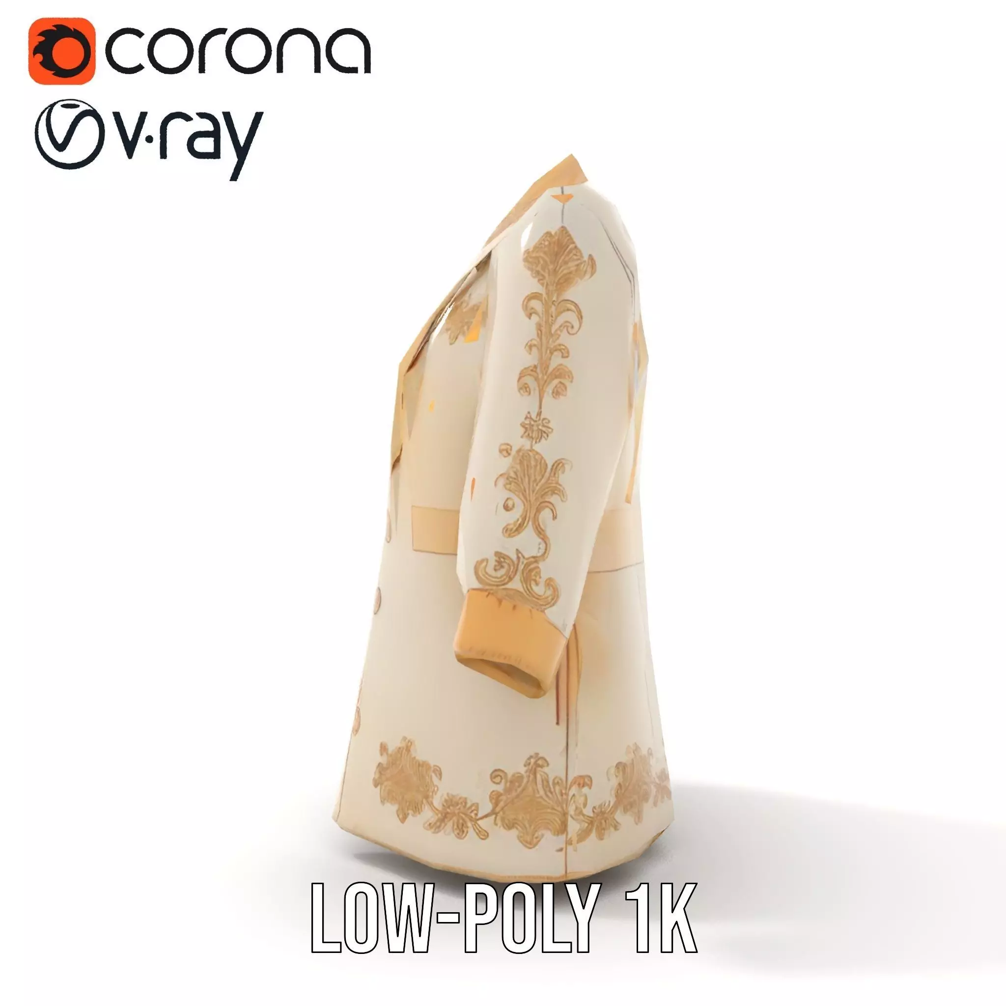 Elegant Embroidered Jacket model pack Low-poly 3D model_25