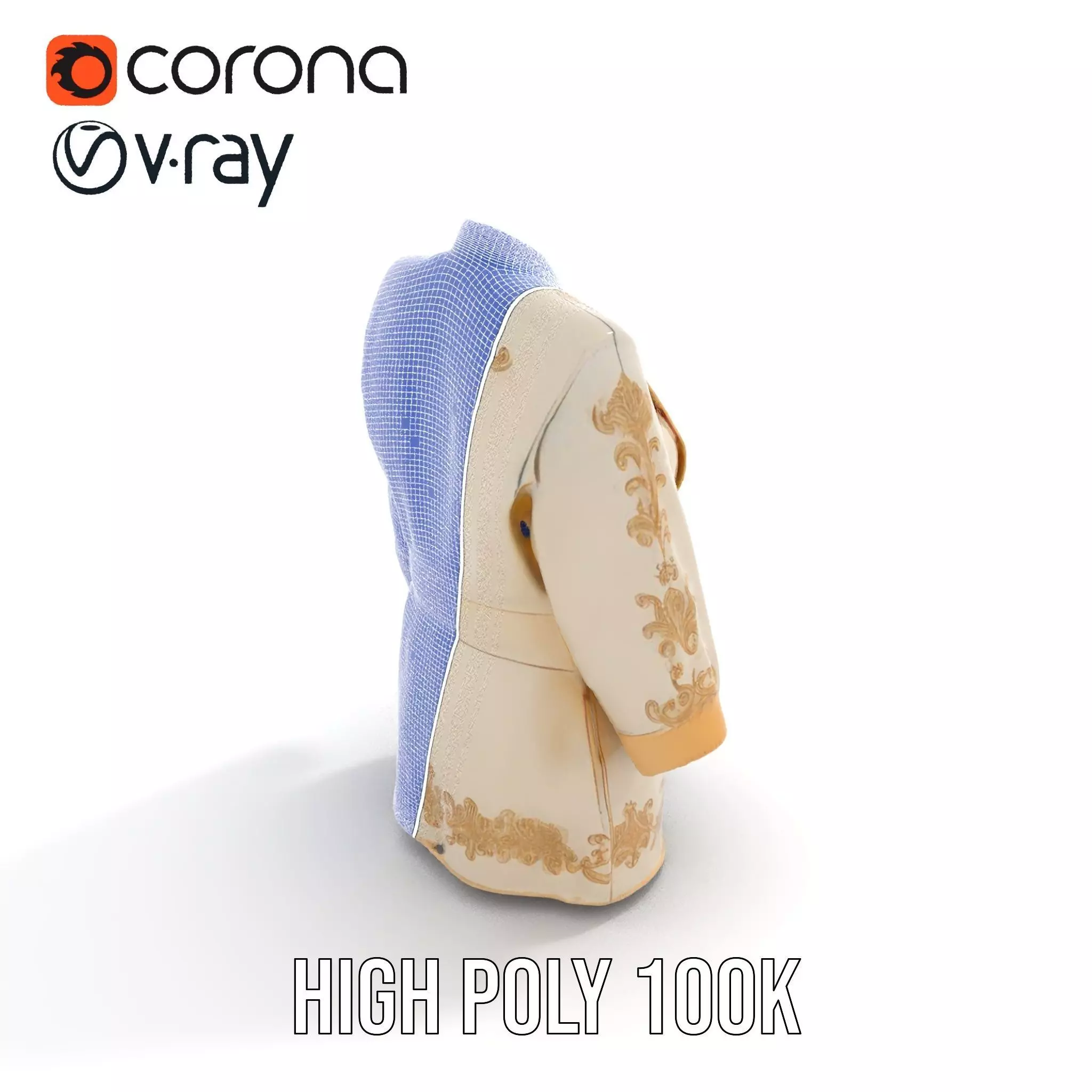 Elegant Embroidered Jacket model pack Low-poly 3D model_32