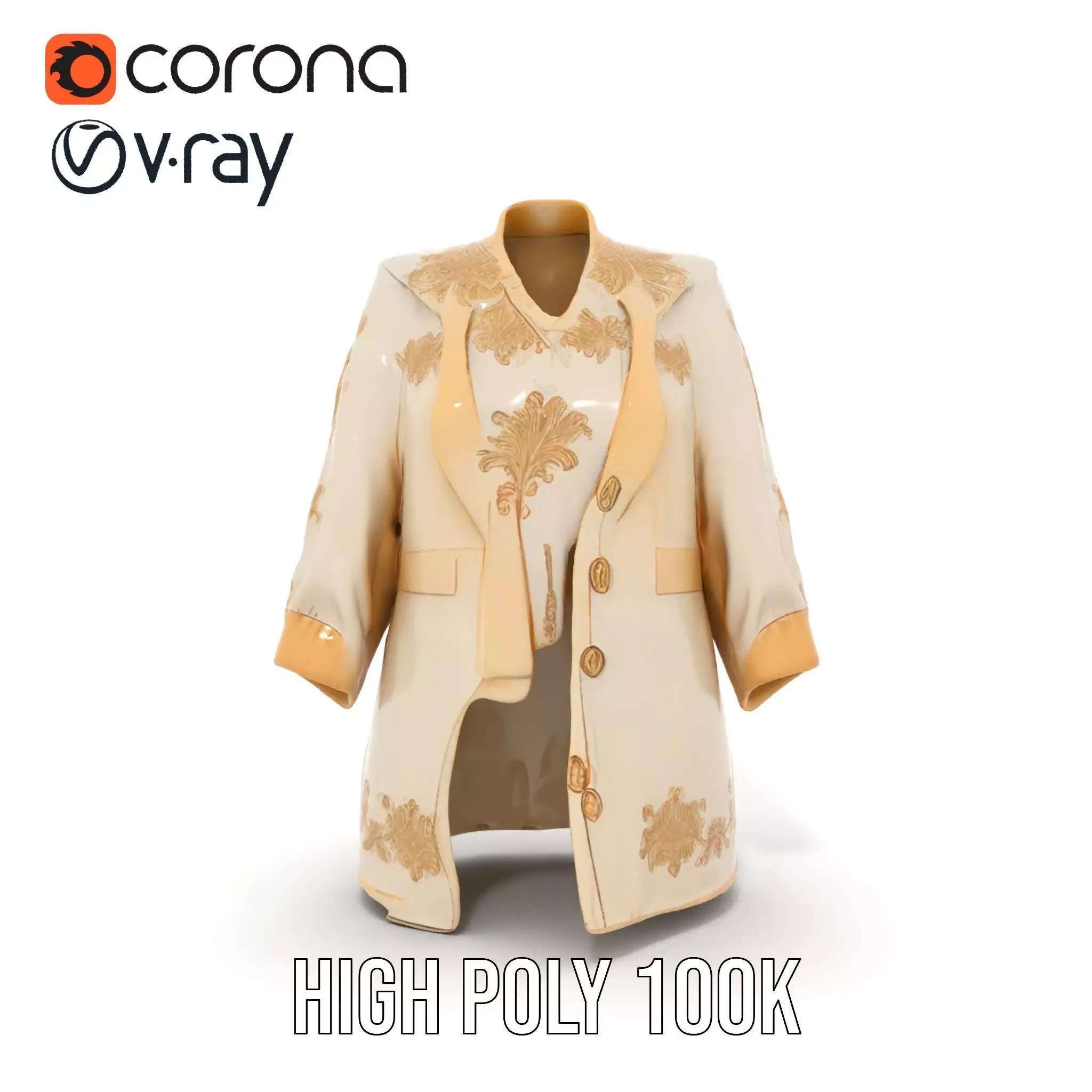 Elegant Embroidered Jacket model pack Low-poly 3D model_20