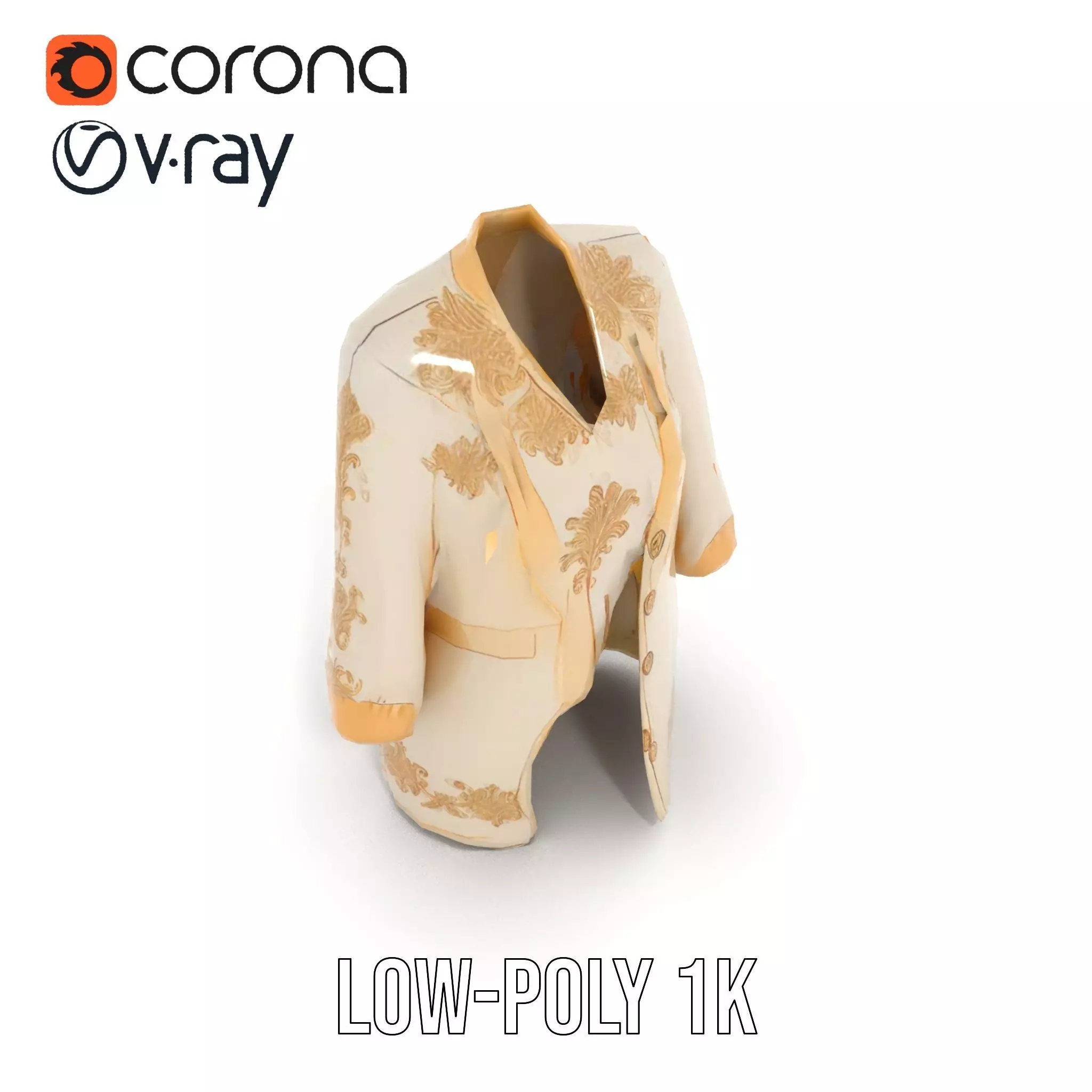 Elegant Embroidered Jacket model pack Low-poly 3D model_17