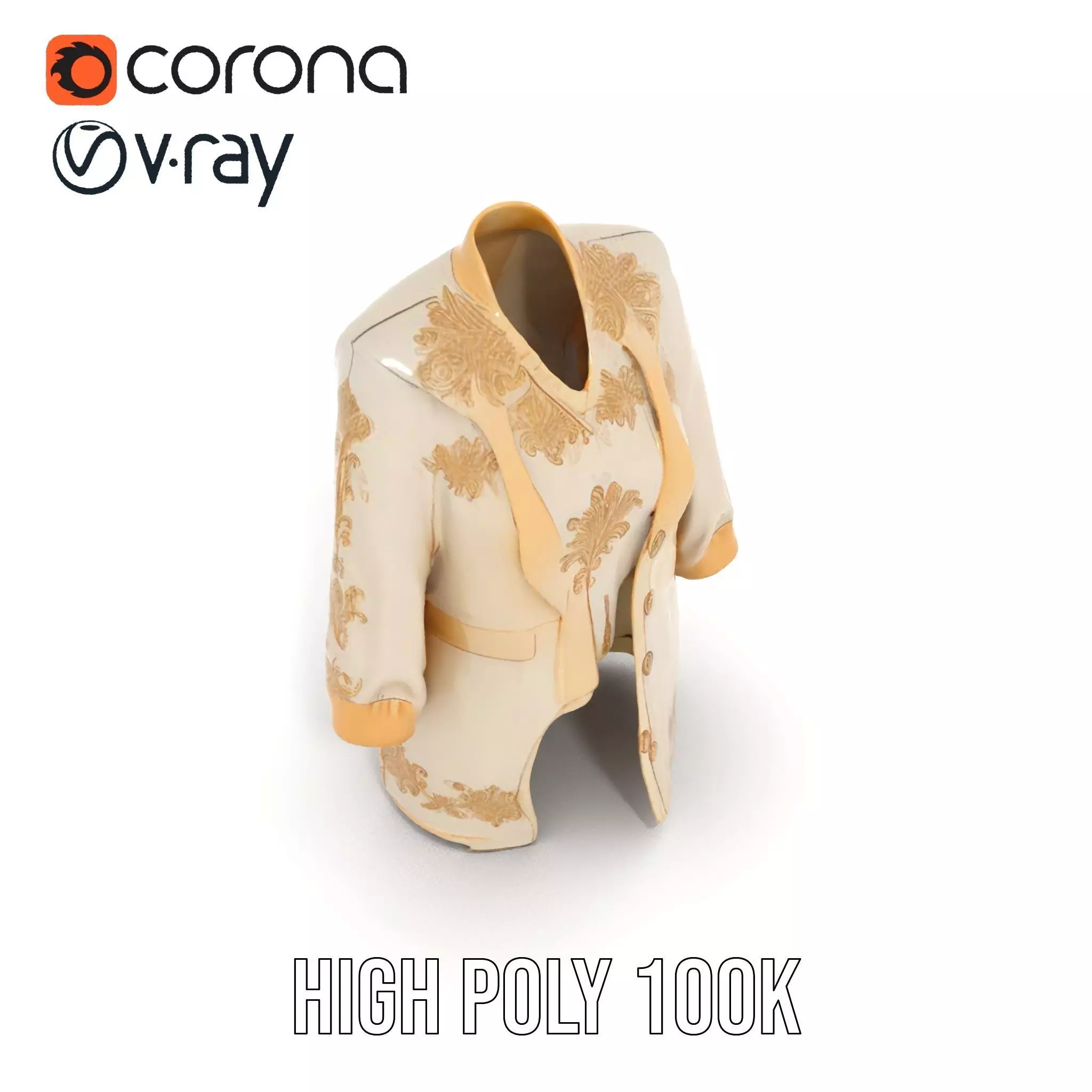 Elegant Embroidered Jacket model pack Low-poly 3D model_23