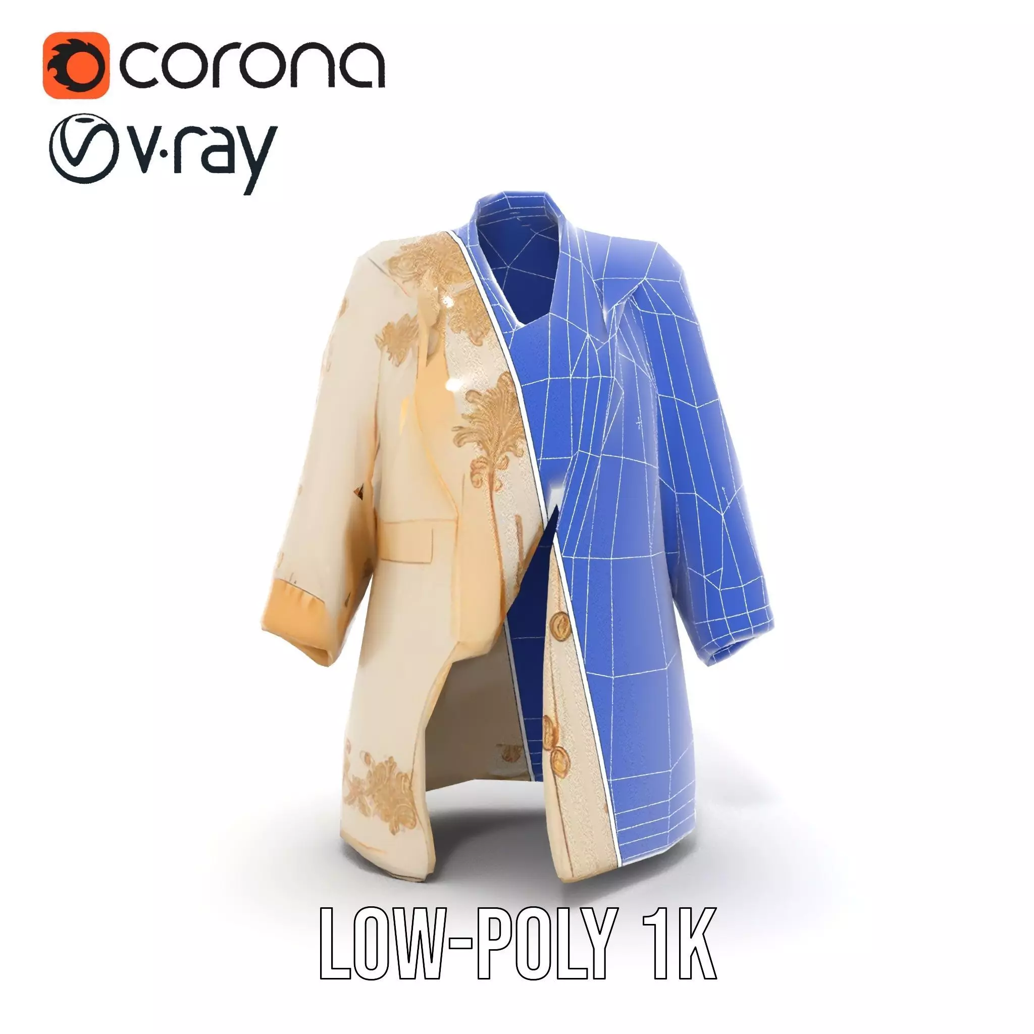 Elegant Embroidered Jacket model pack Low-poly 3D model_27