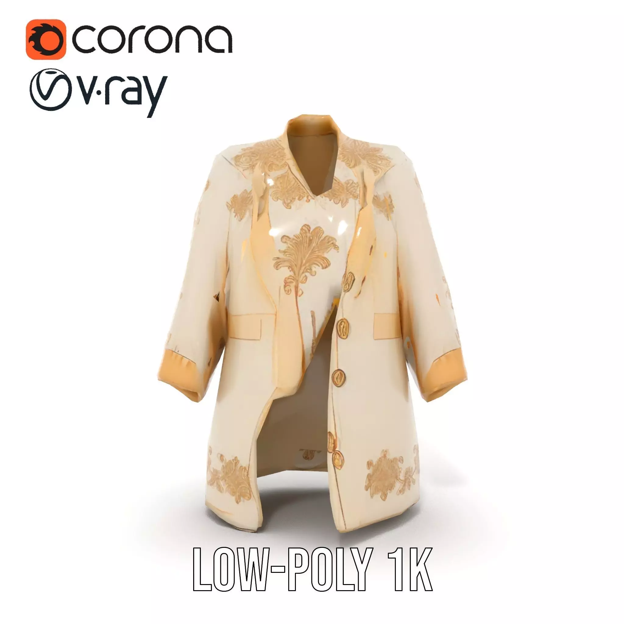 Elegant Embroidered Jacket model pack Low-poly 3D model_22