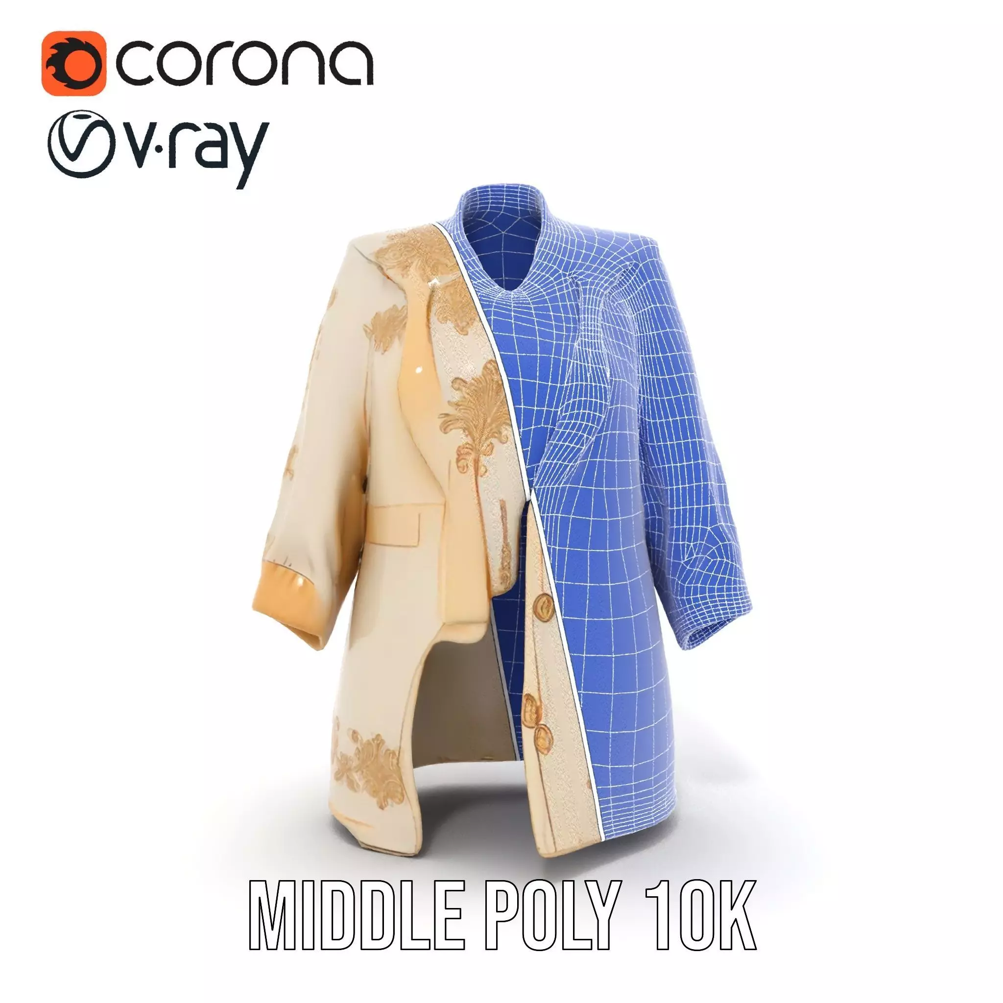 Elegant Embroidered Jacket model pack Low-poly 3D model_26