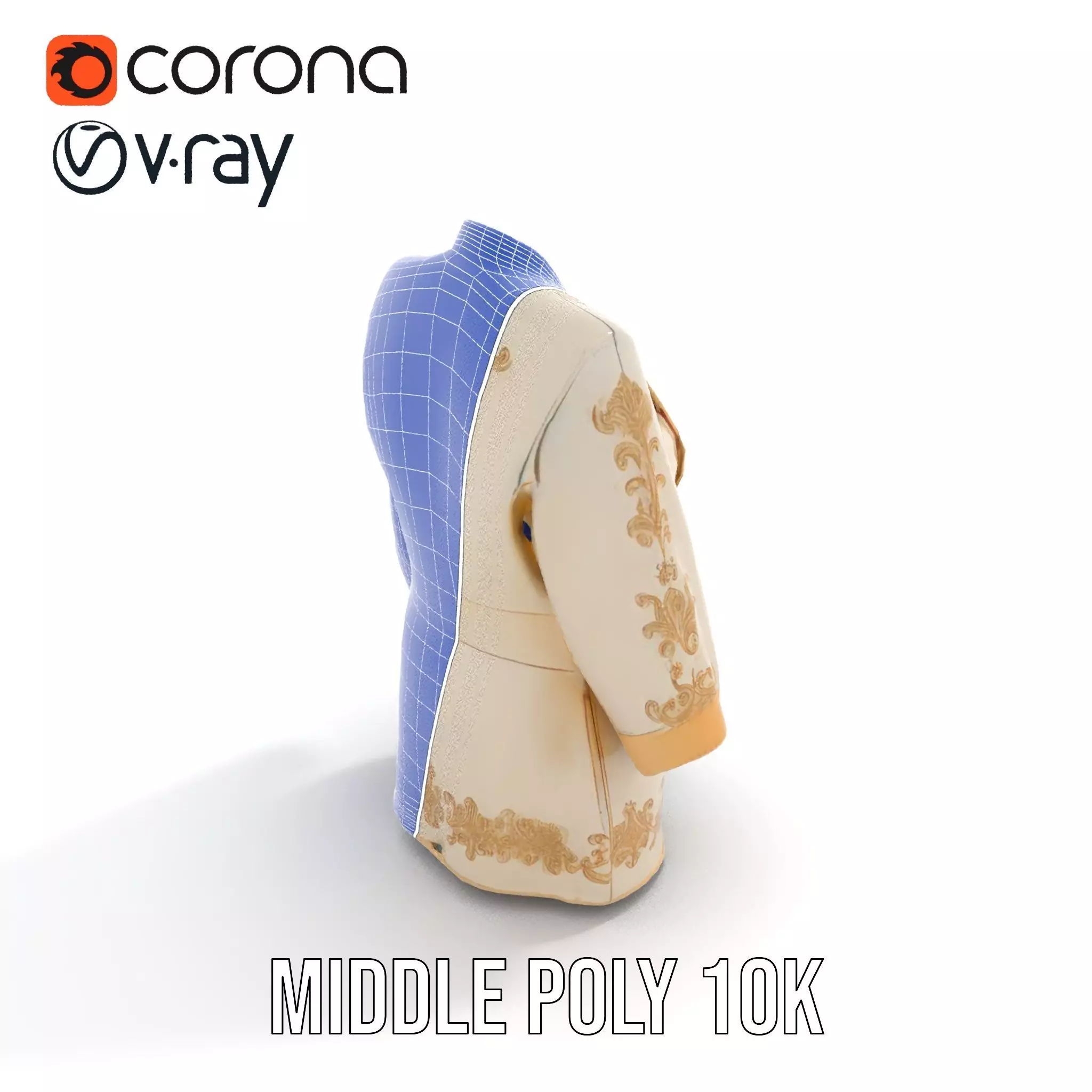 Elegant Embroidered Jacket model pack Low-poly 3D model_6