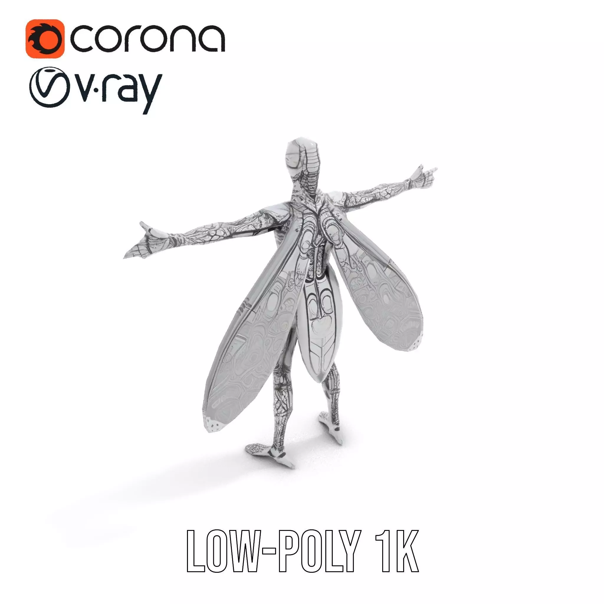 Metallic Insectoid Creature model pack Low-poly 3D model_14