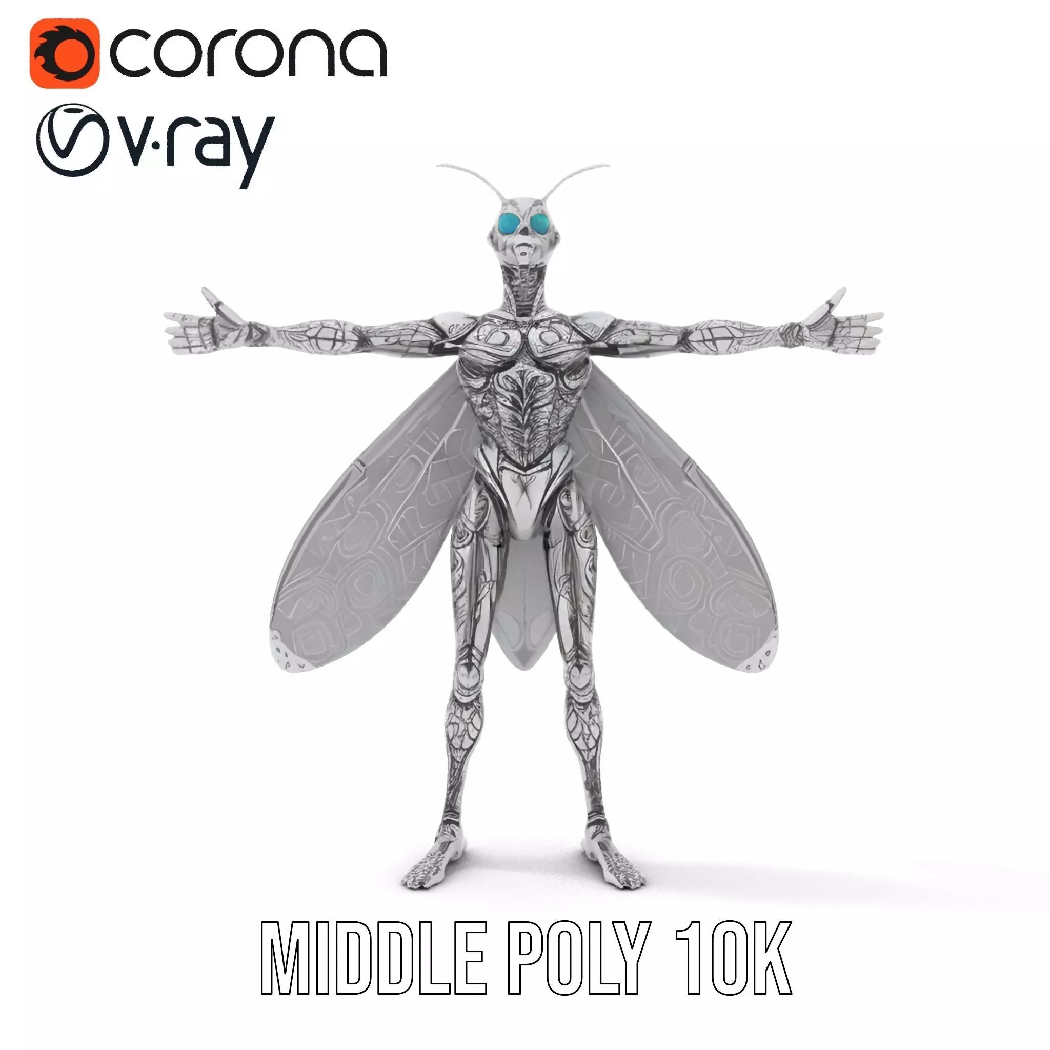Metallic Insectoid Creature model pack Low-poly 3D model_5