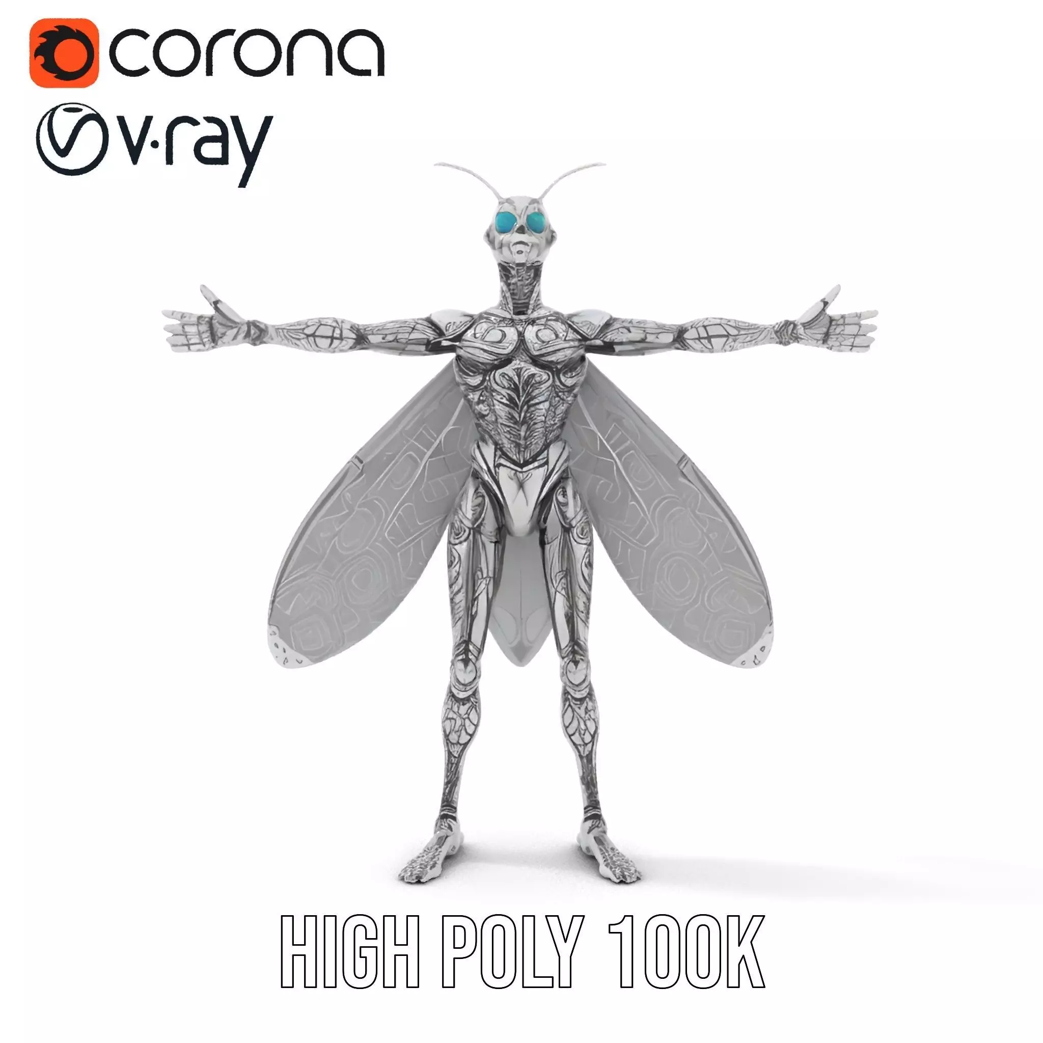 Metallic Insectoid Creature model pack Low-poly 3D model_15