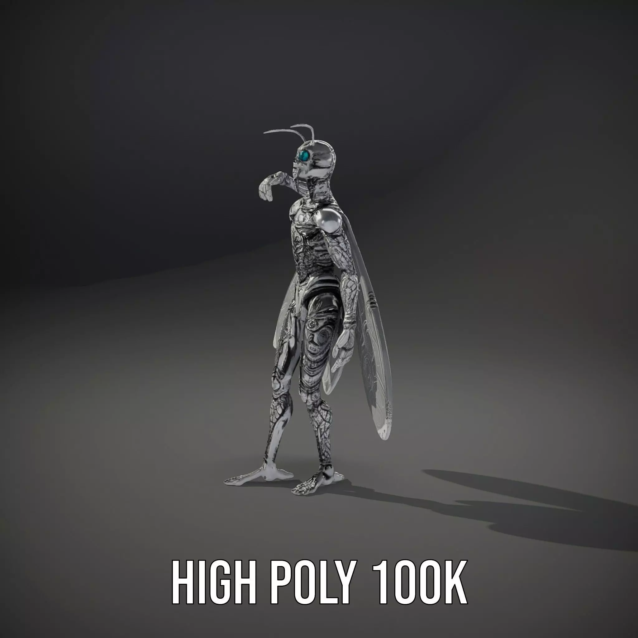 Metallic Insectoid Creature model pack Low-poly 3D model_8