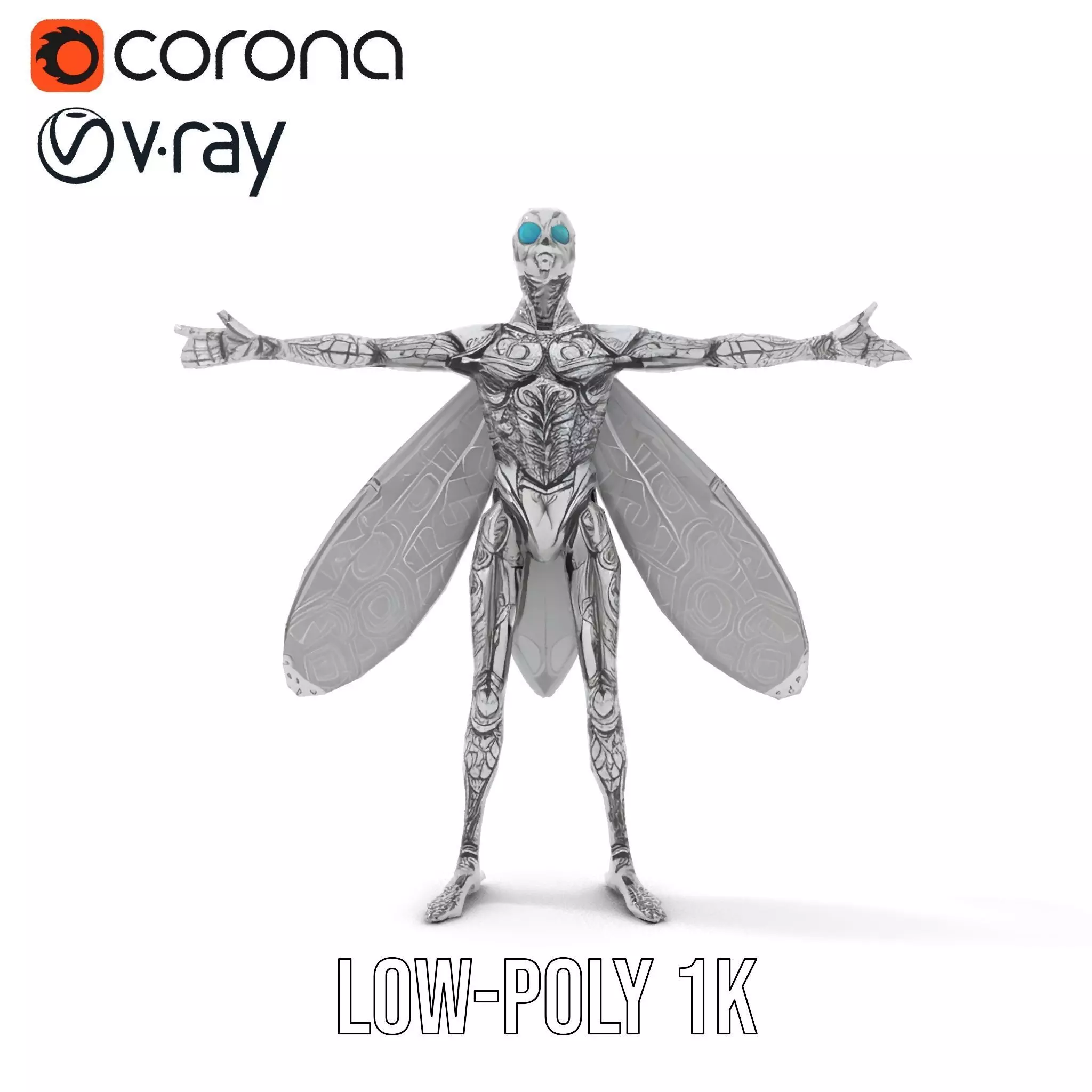 Metallic Insectoid Creature model pack Low-poly 3D model_23