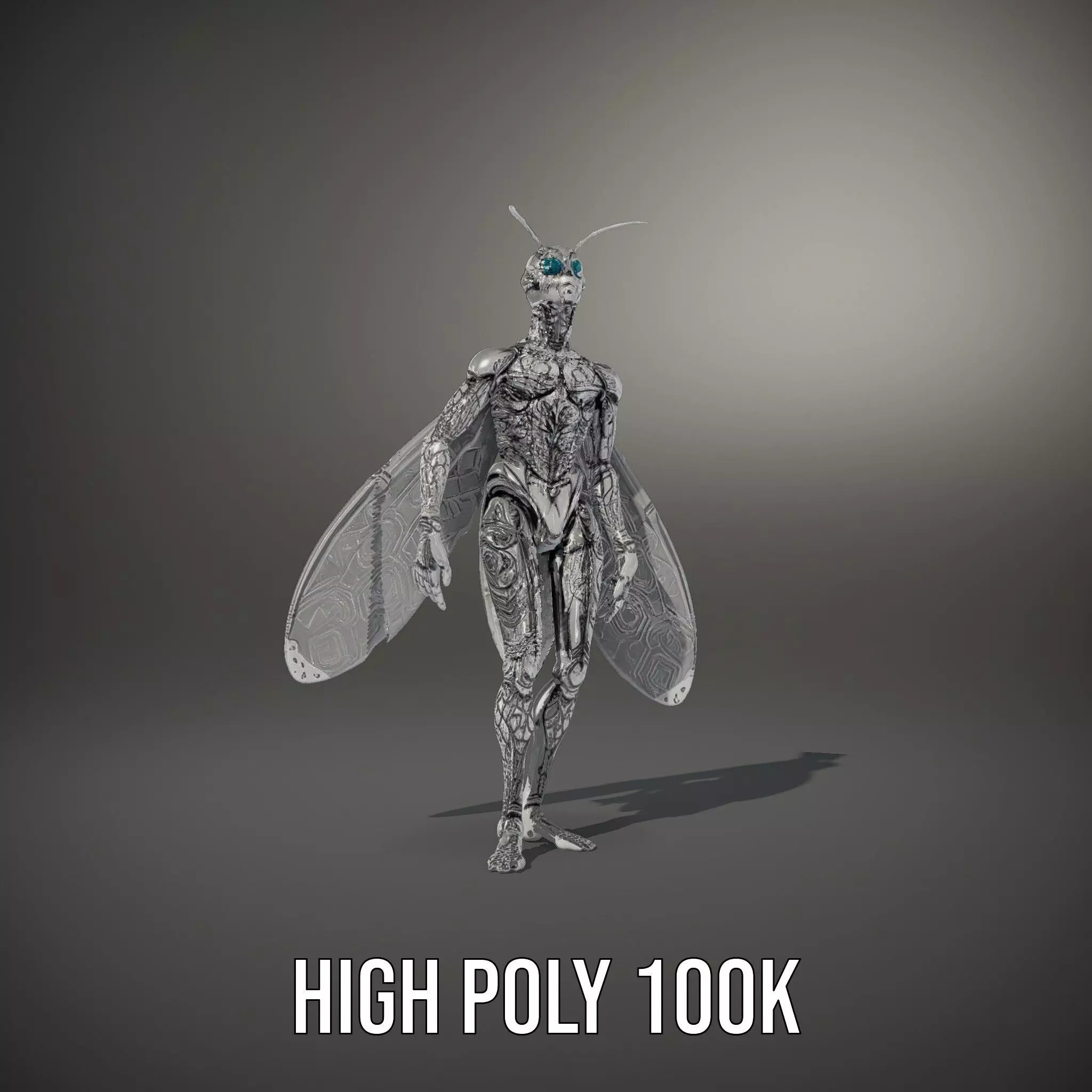 Metallic Insectoid Creature model pack Low-poly 3D model_10