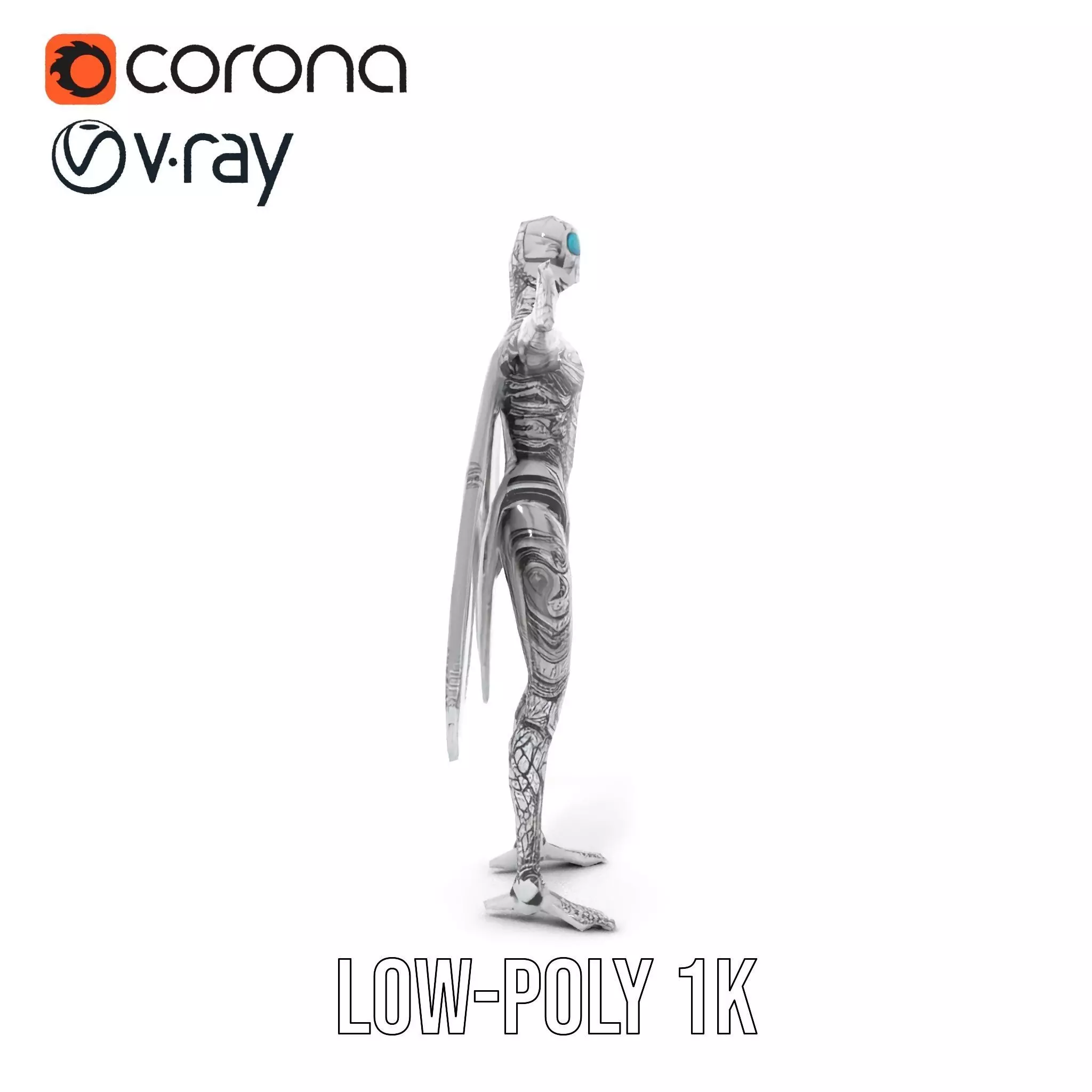 Metallic Insectoid Creature model pack Low-poly 3D model_17