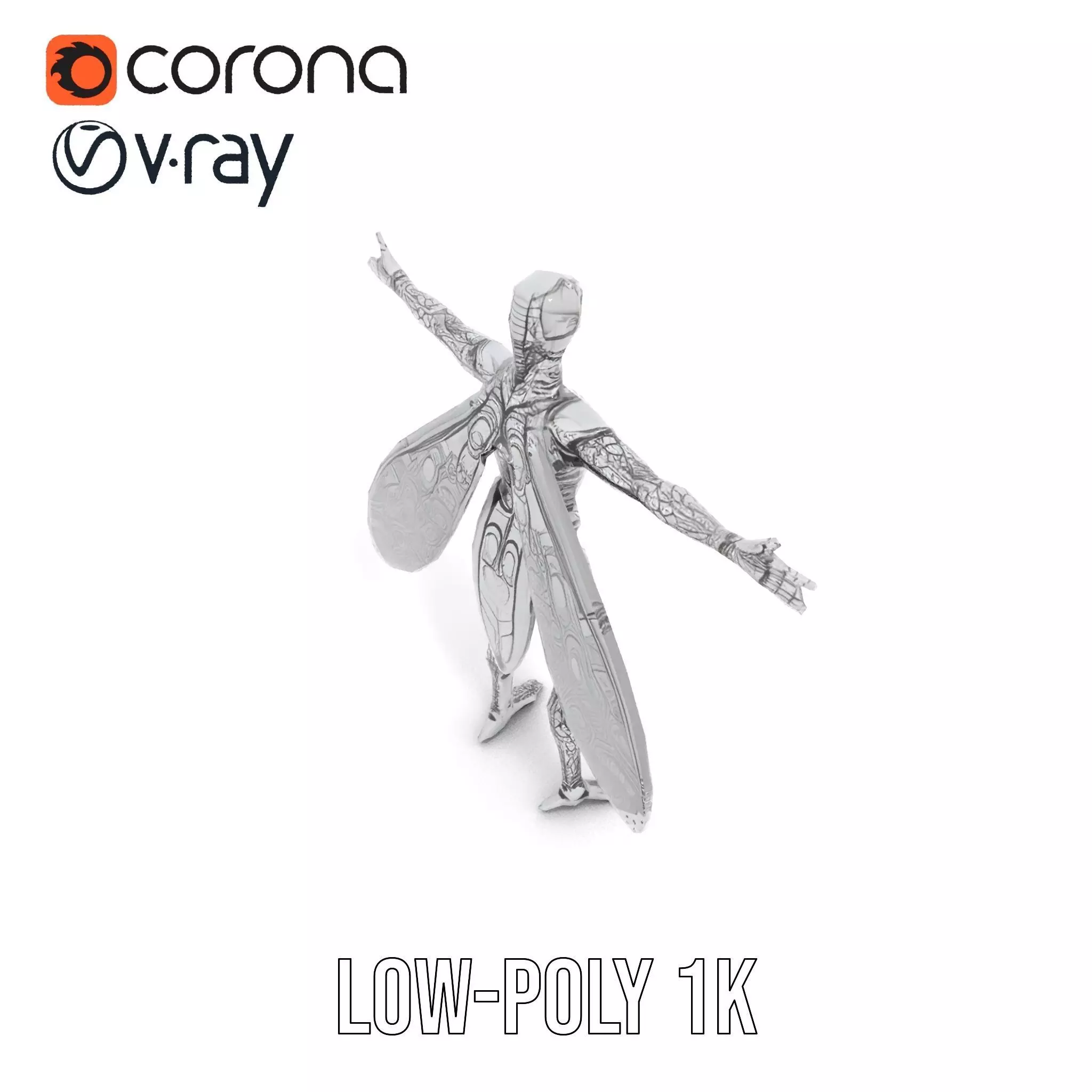 Metallic Insectoid Creature model pack Low-poly 3D model_7