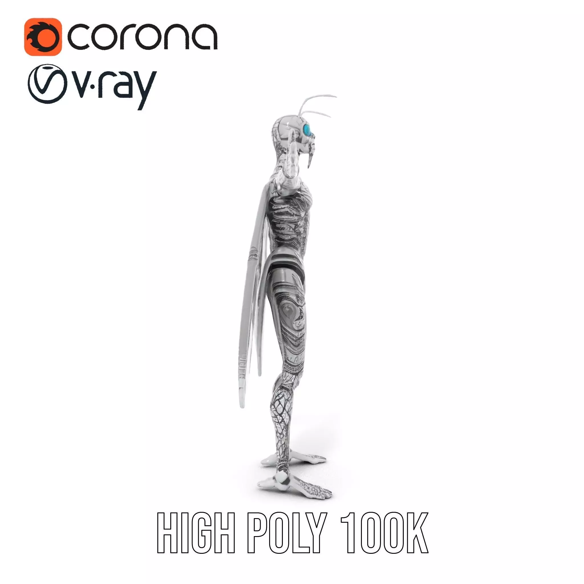 Metallic Insectoid Creature model pack Low-poly 3D model_24