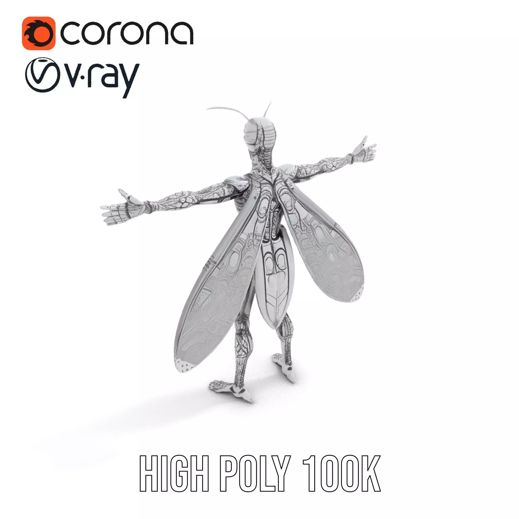 Metallic Insectoid Creature model pack Low-poly 3D model_21