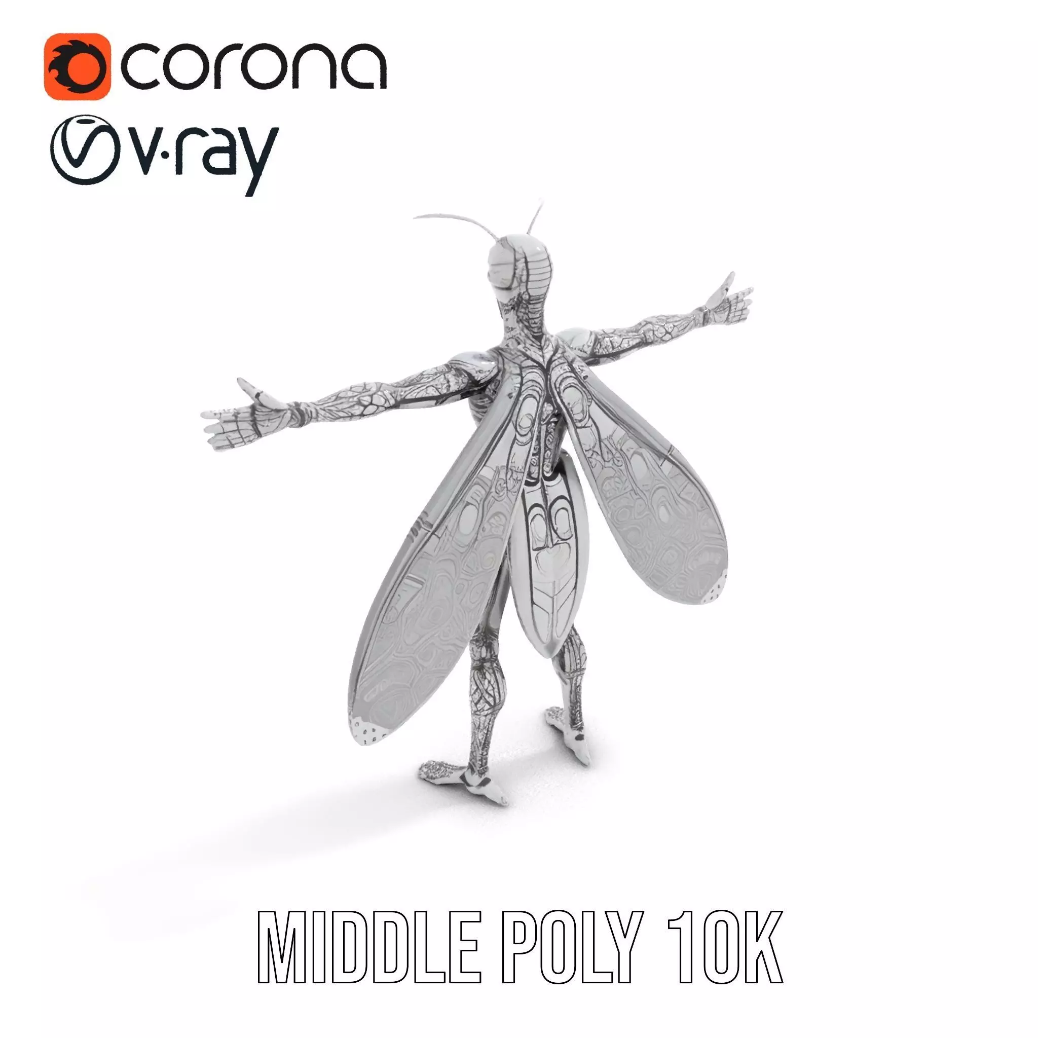 Metallic Insectoid Creature model pack Low-poly 3D model_13