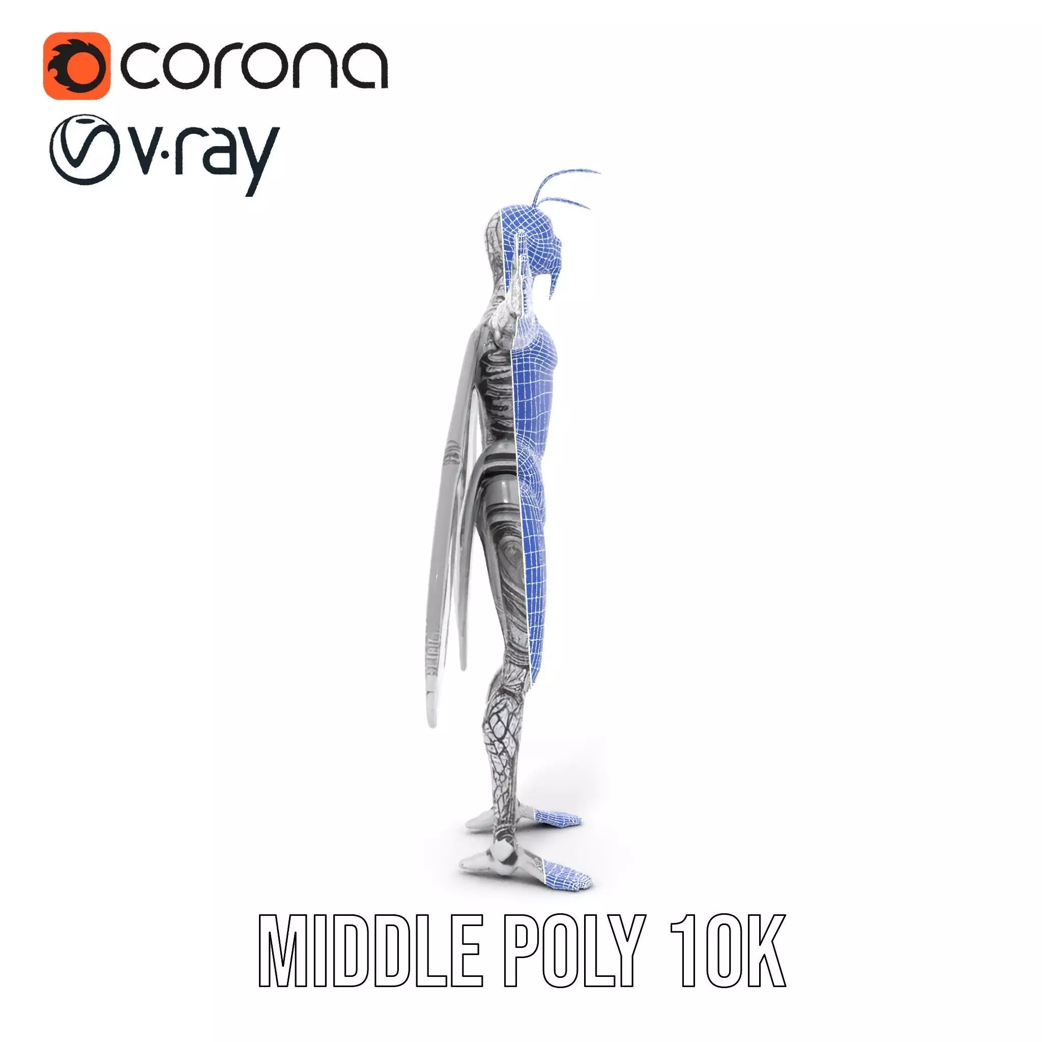 Metallic Insectoid Creature model pack Low-poly 3D model_16