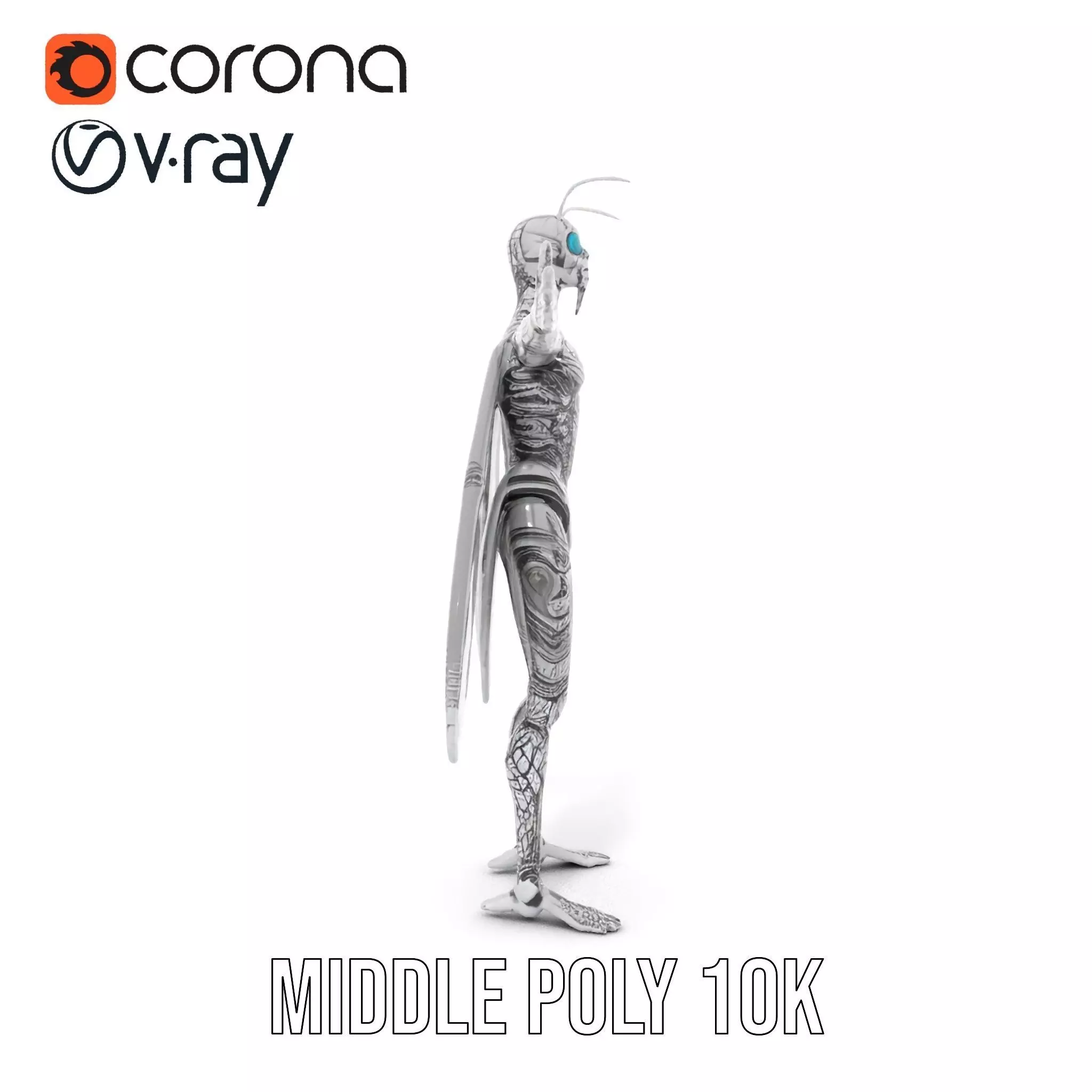 Metallic Insectoid Creature model pack Low-poly 3D model_19