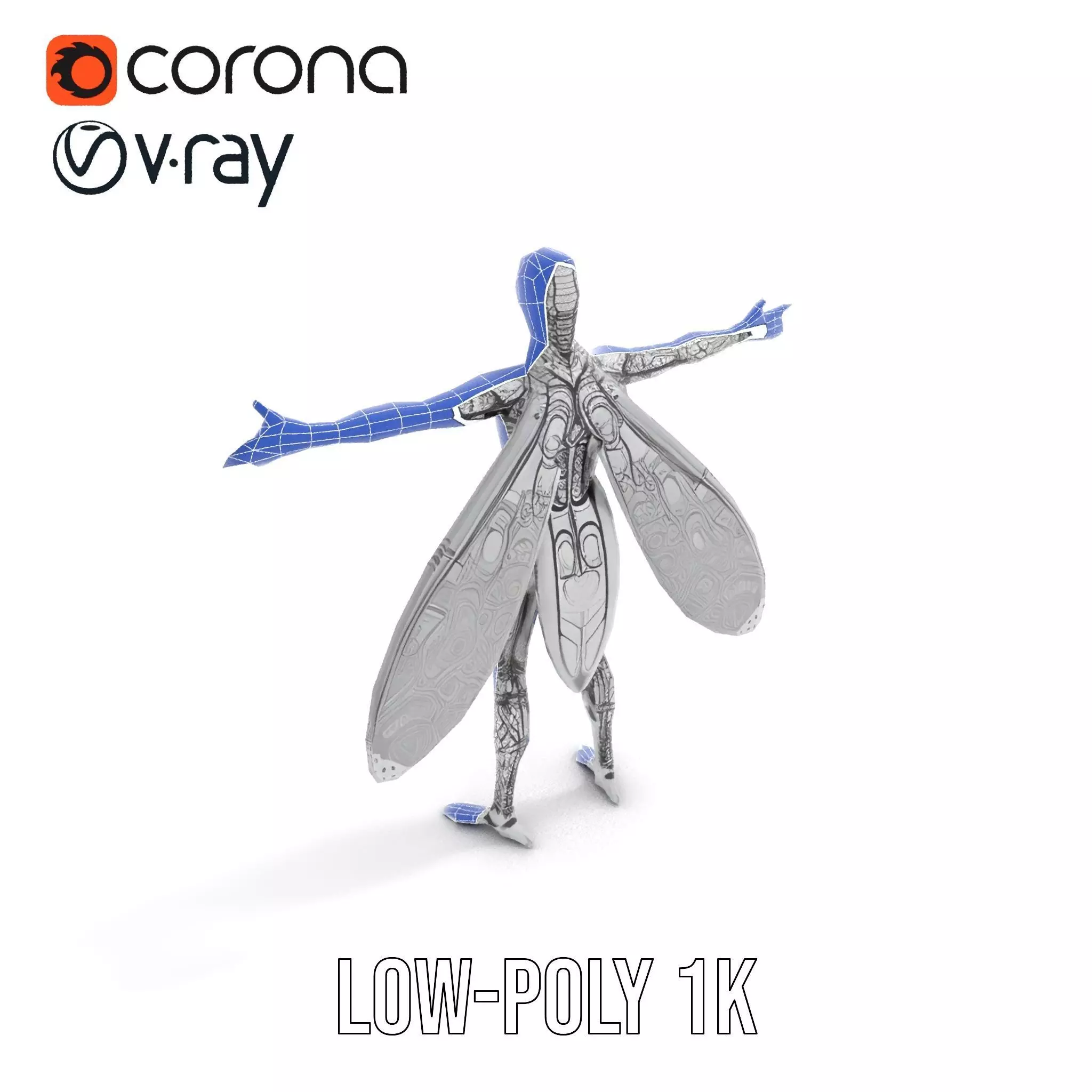 Metallic Insectoid Creature model pack Low-poly 3D model_9