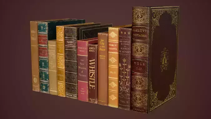 Vintage Books  Low-poly 3D model