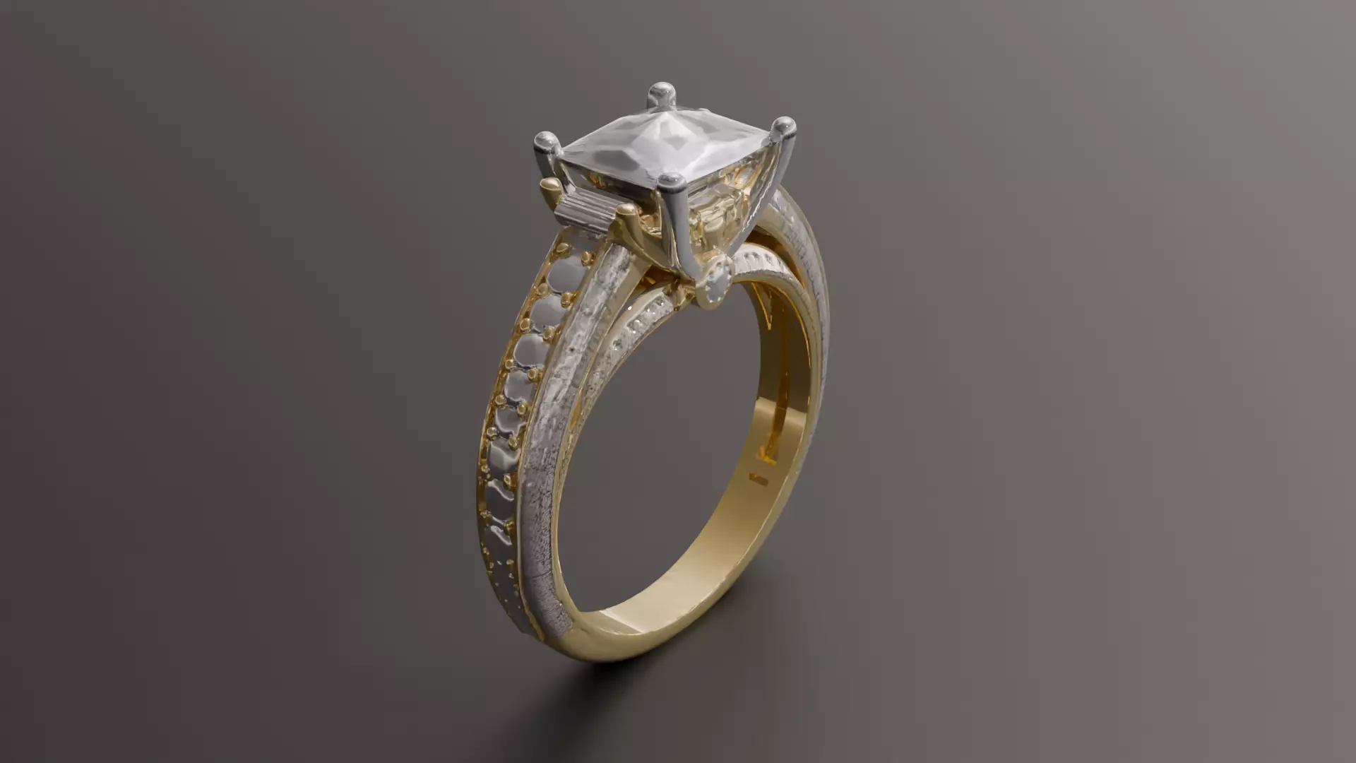Luxury Diamond Engagement Ring 3D Model Gold Diamond Jewelry Low-poly 3D model_1