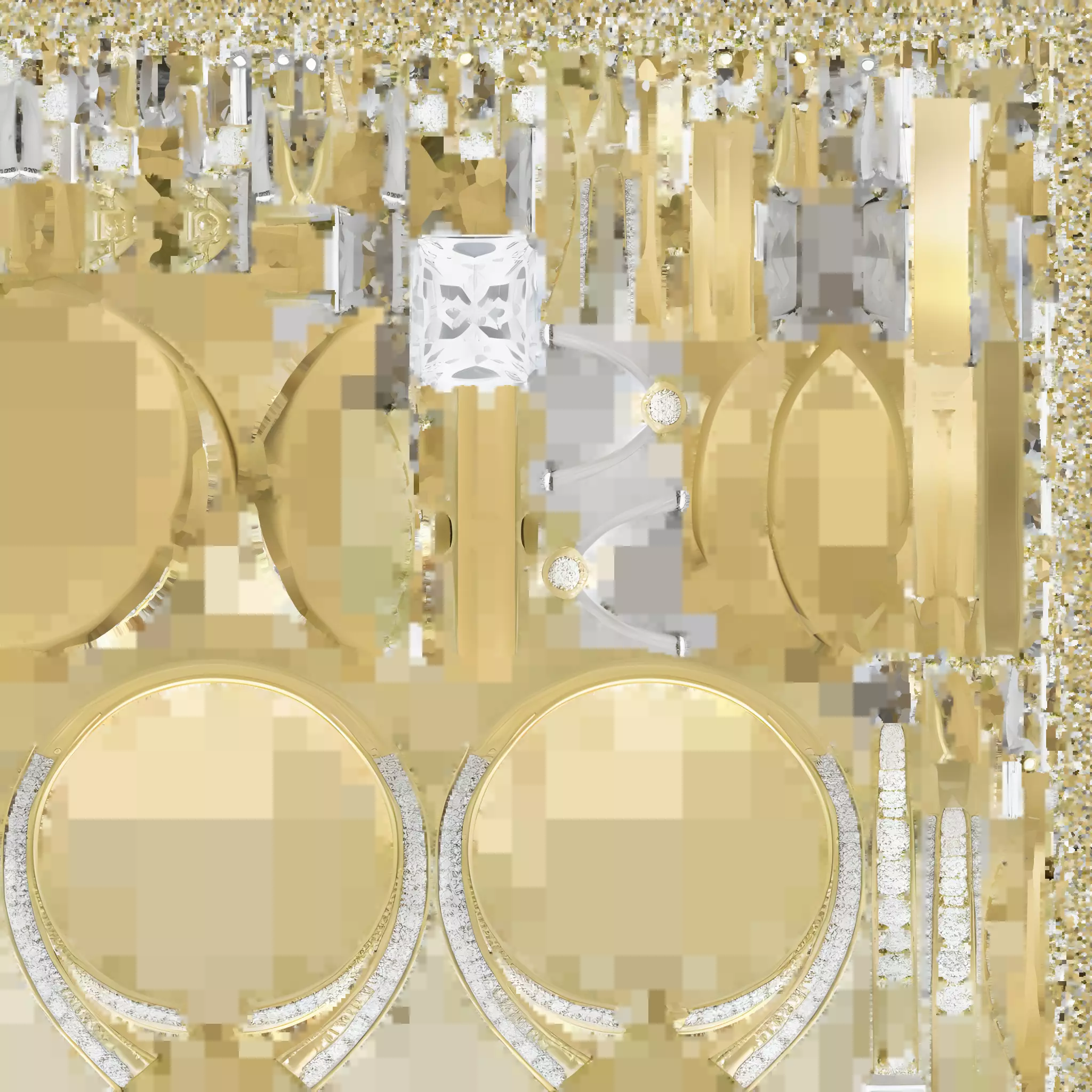 Luxury Diamond Engagement Ring 3D Model Gold Diamond Jewelry Low-poly 3D model_2