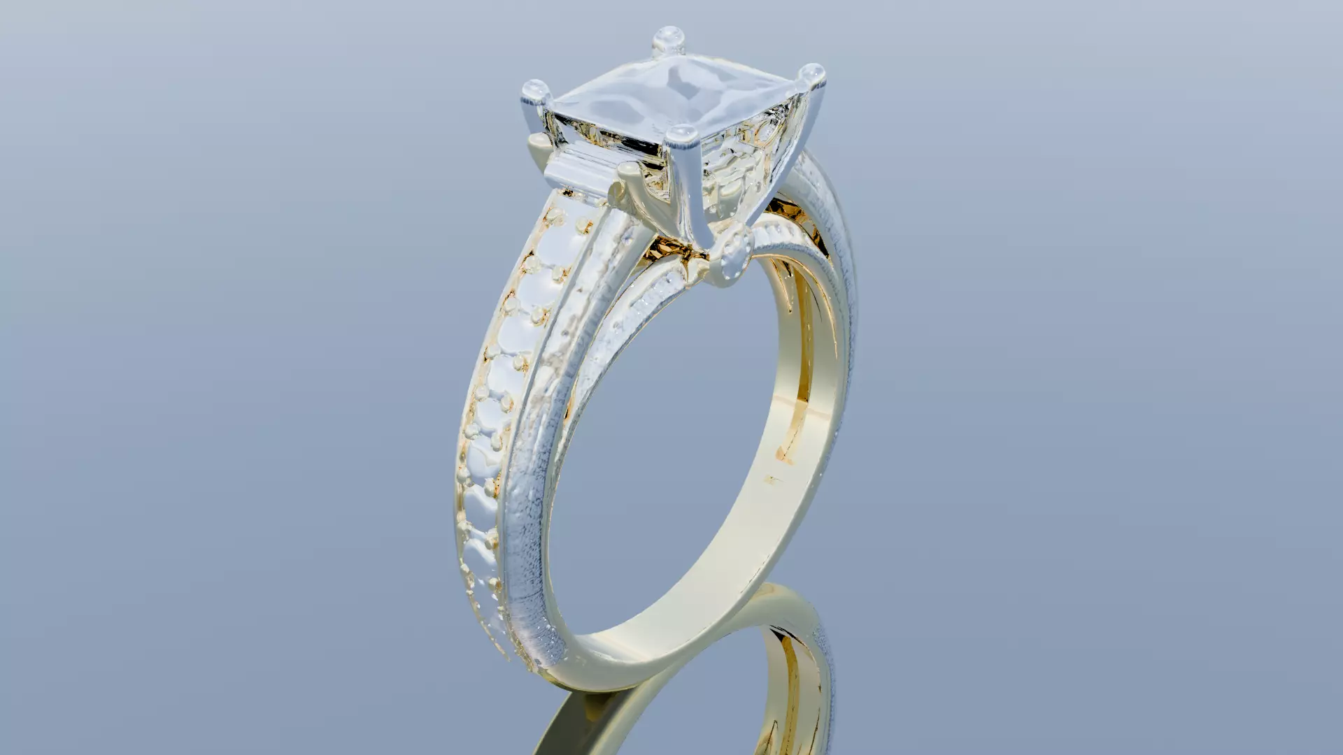 Luxury Diamond Engagement Ring 3D Model Gold Diamond Jewelry Low-poly 3D model_0