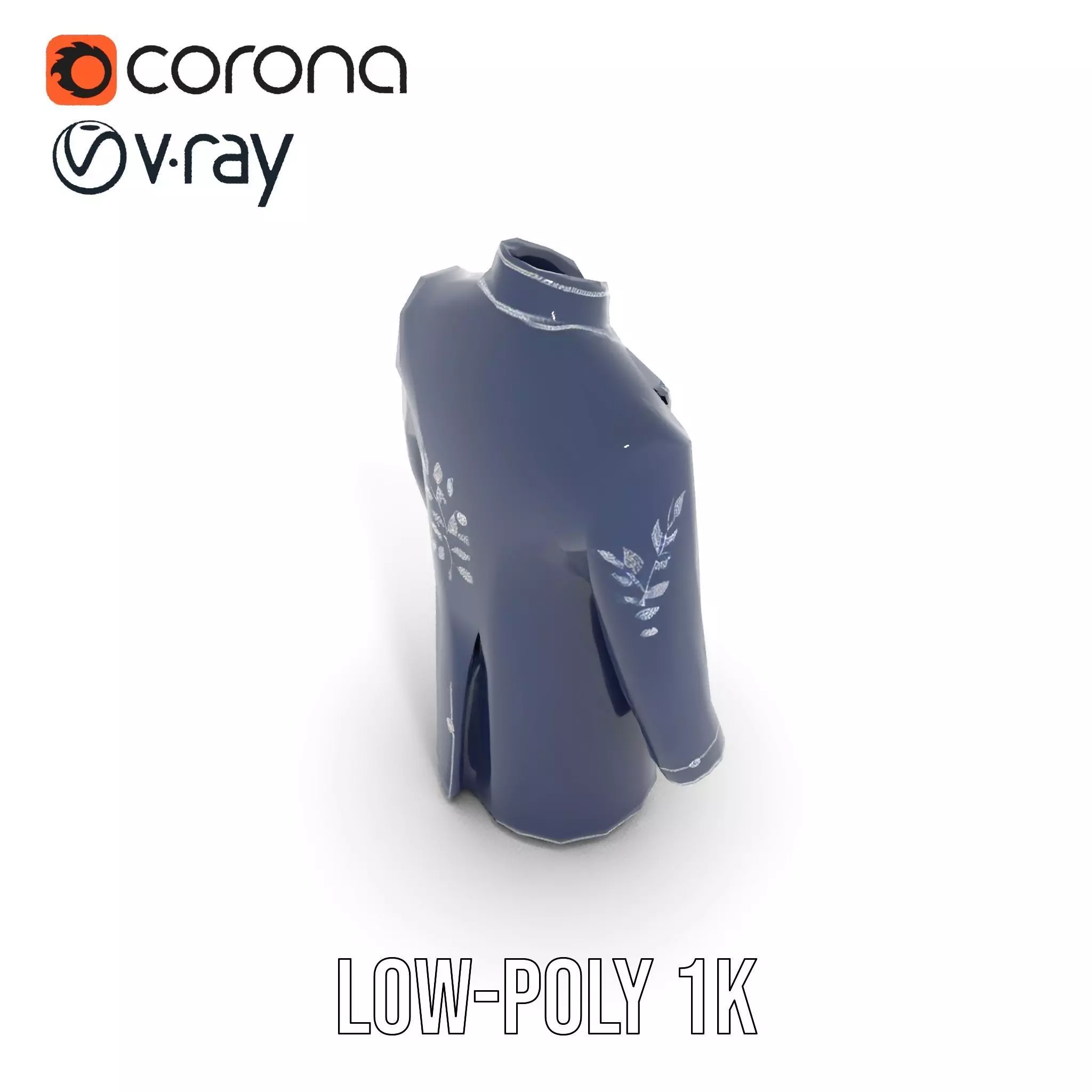 Navy Embroidered Coat model pack Low-poly 3D model_20