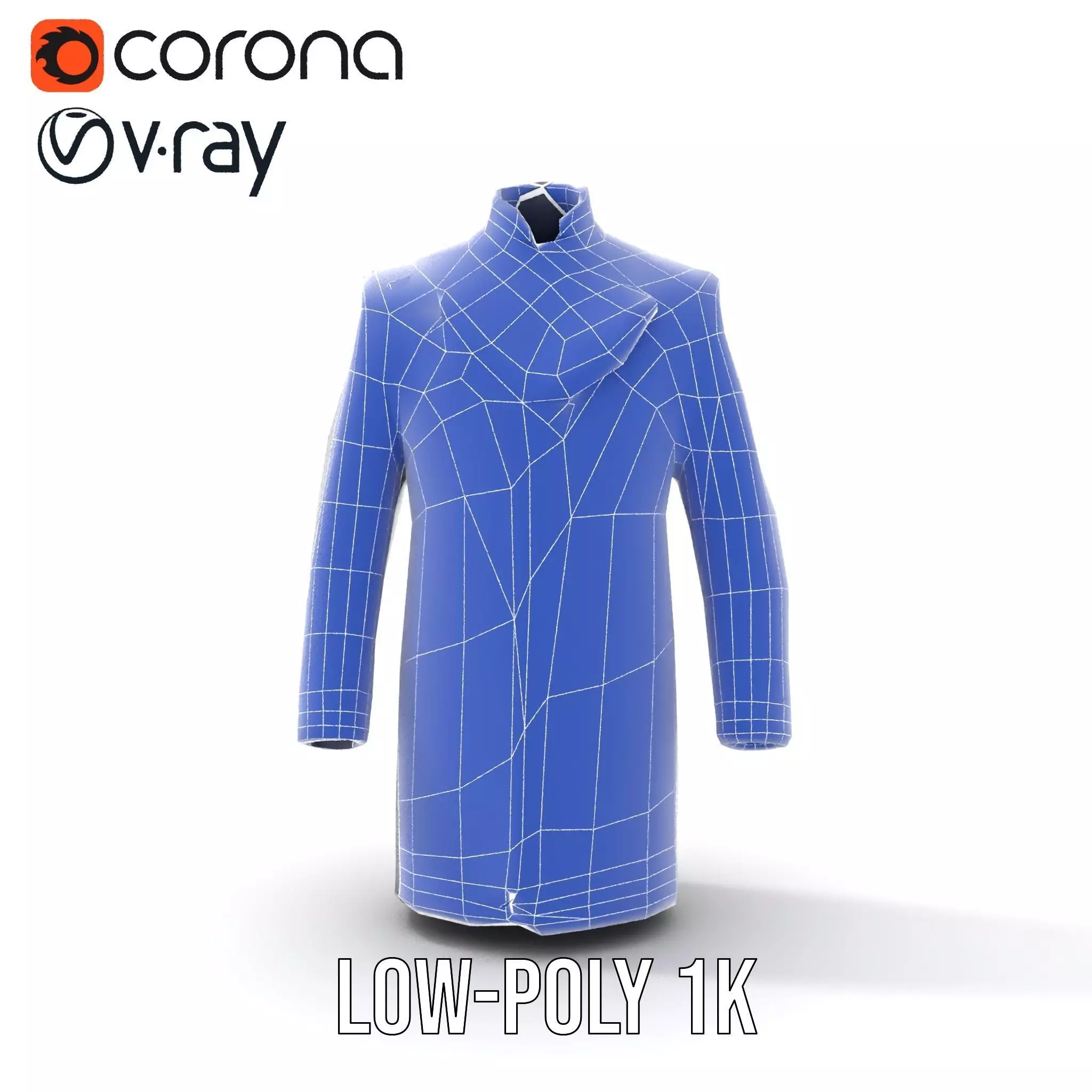 Navy Embroidered Coat model pack Low-poly 3D model_22