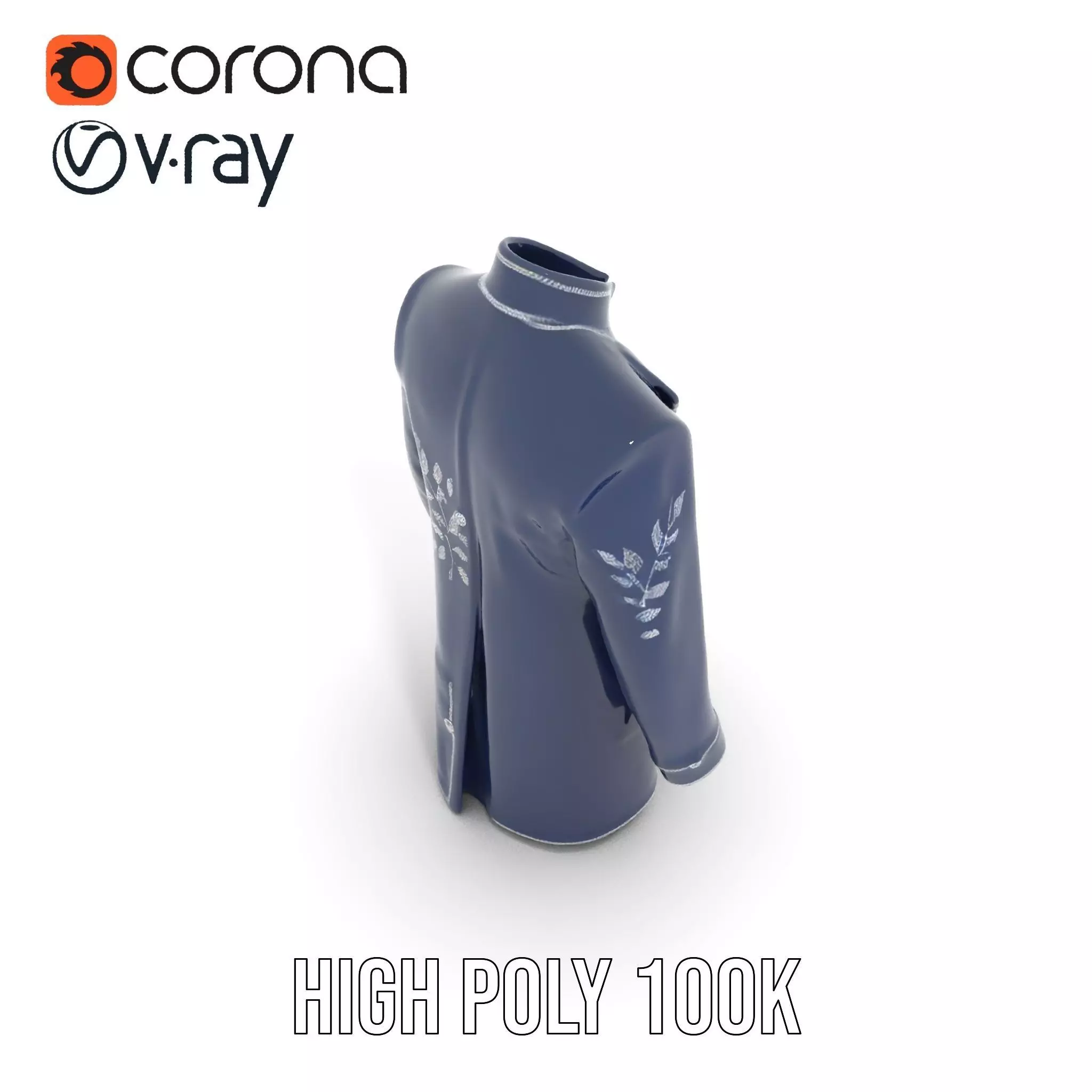 Navy Embroidered Coat model pack Low-poly 3D model_23