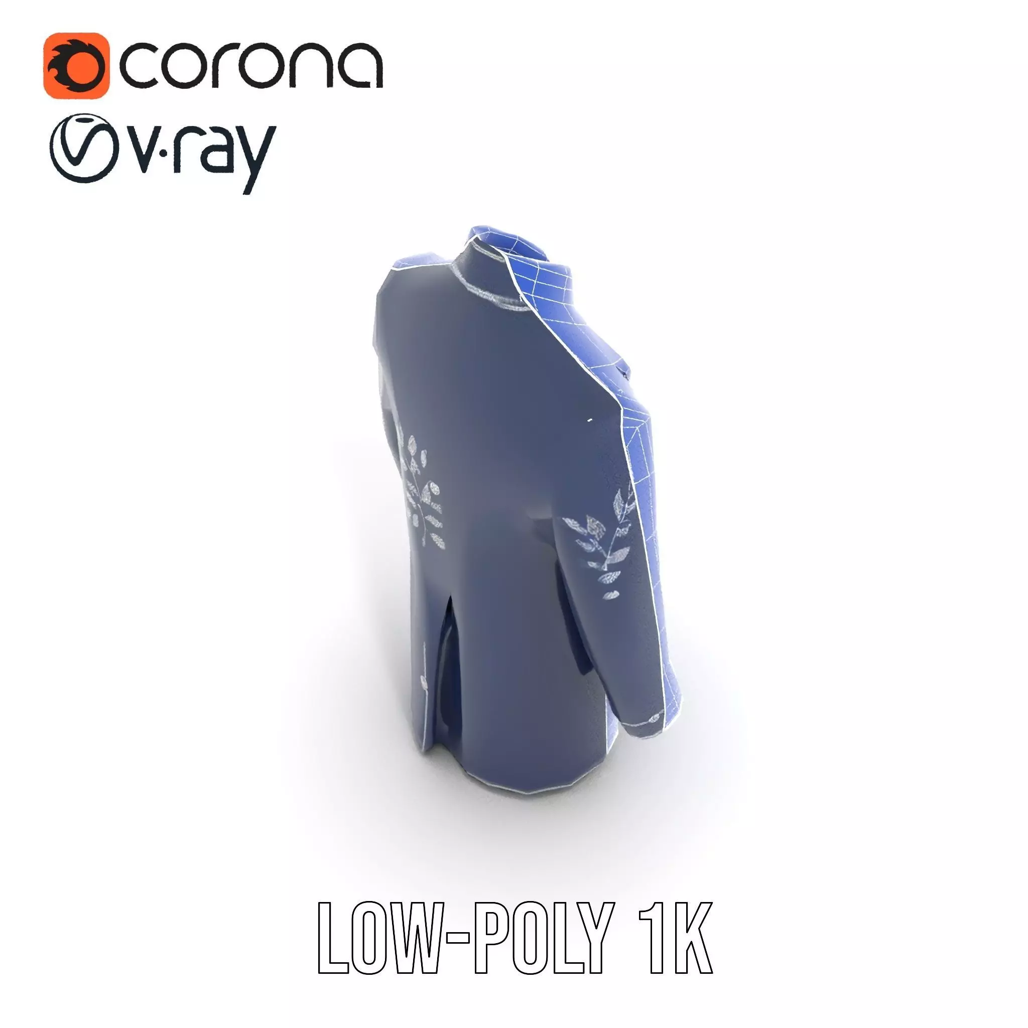 Navy Embroidered Coat model pack Low-poly 3D model_14