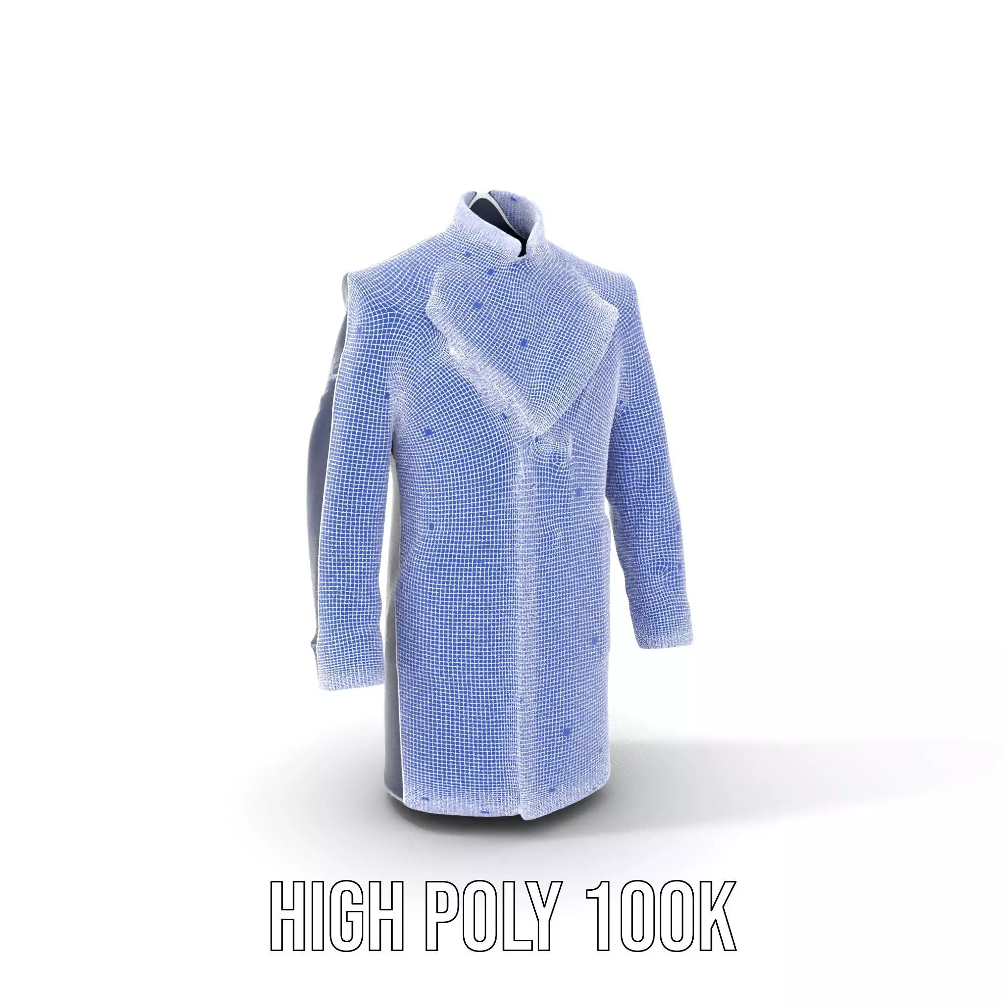Navy Embroidered Coat model pack Low-poly 3D model_4
