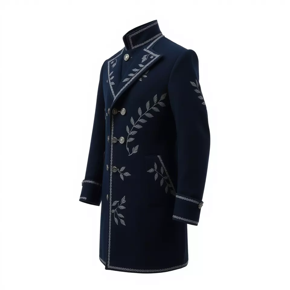Navy Embroidered Coat model pack Low-poly 3D model_2