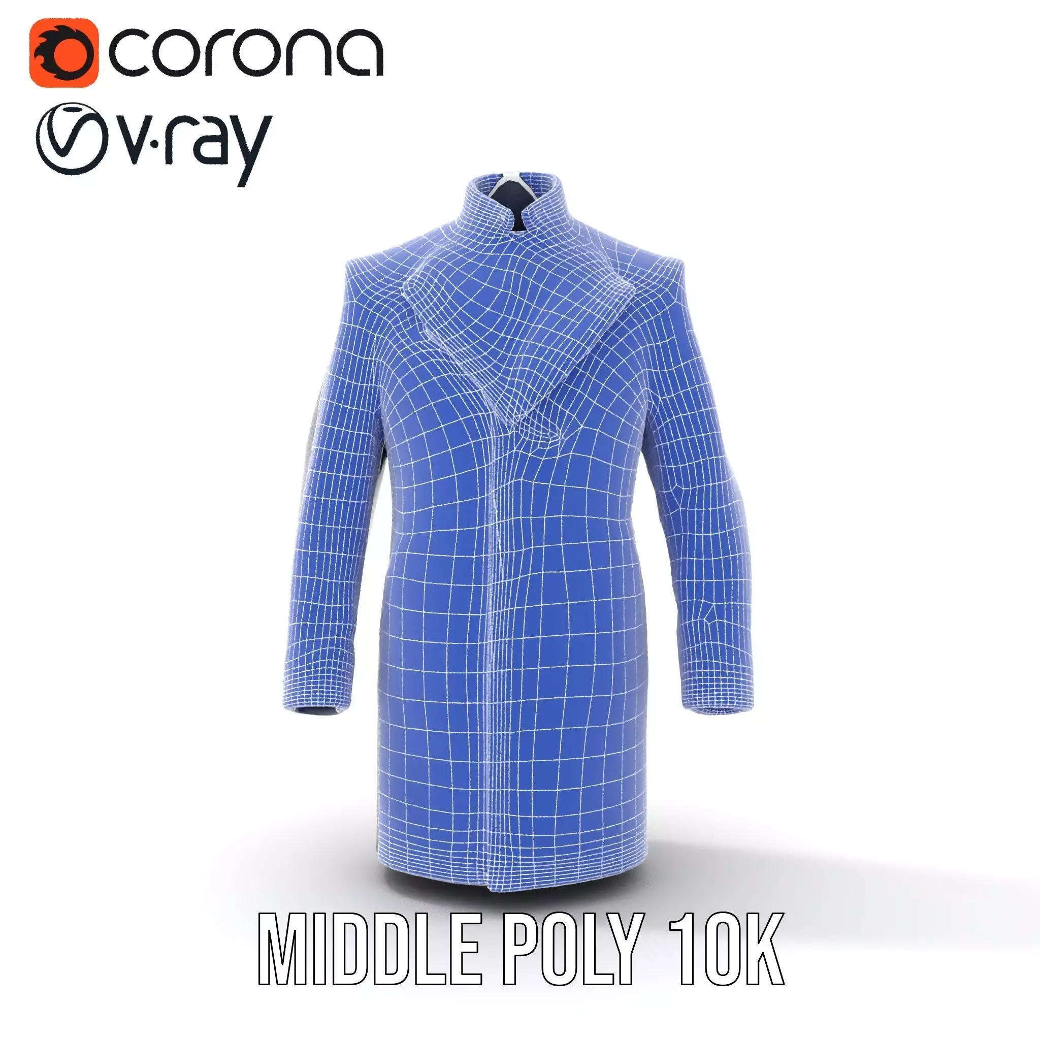 Navy Embroidered Coat model pack Low-poly 3D model_5