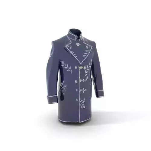 Navy Embroidered Coat model pack