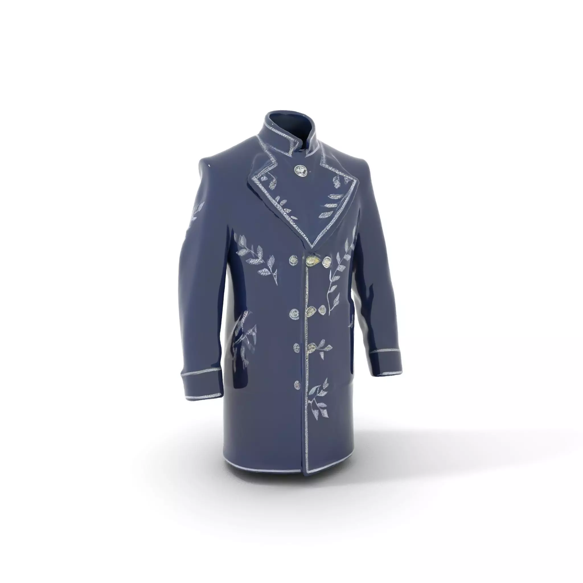 Navy Embroidered Coat model pack Low-poly 3D model_0