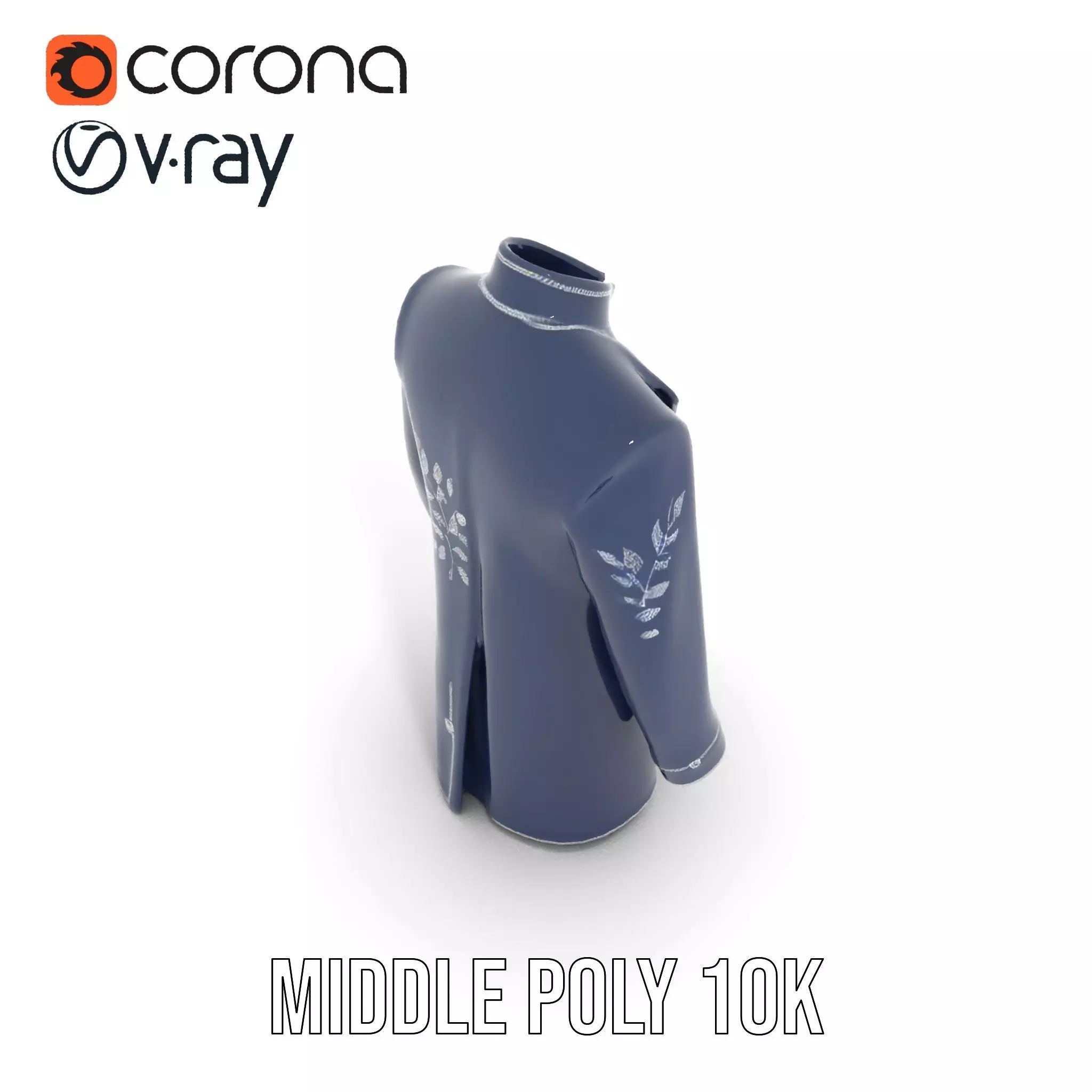 Navy Embroidered Coat model pack Low-poly 3D model_24