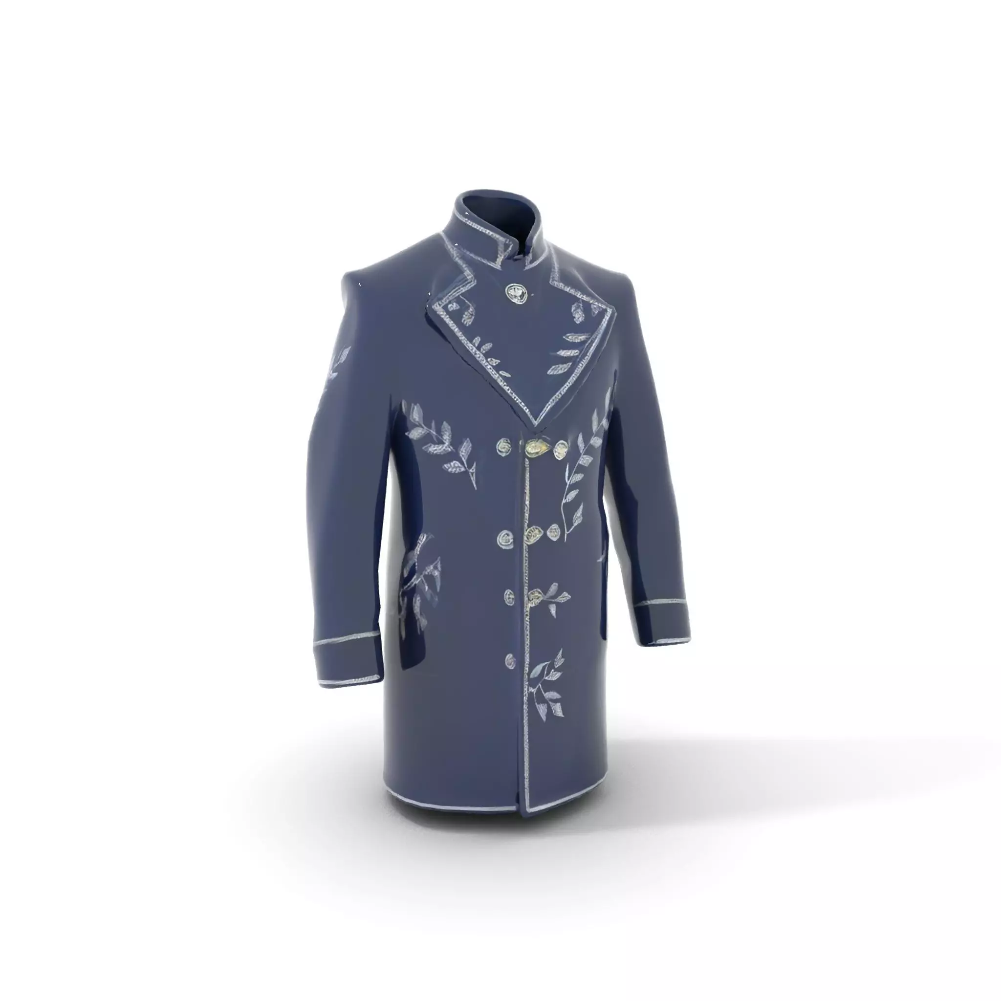 Navy Embroidered Coat model pack Low-poly 3D model_6