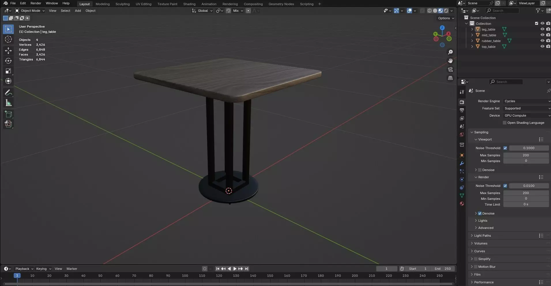 Square Table CG48 3D model_8